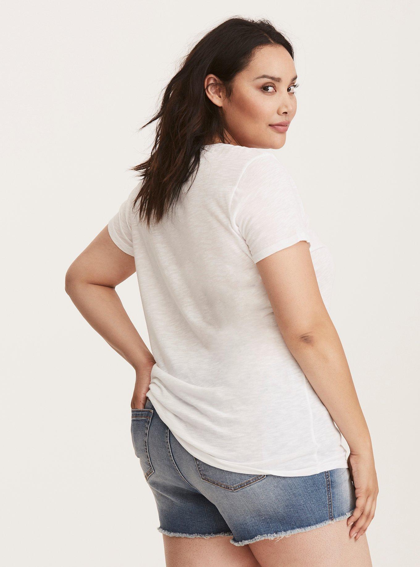 Plus Size MTV Americana Slub Fitted Tee, BRIGHT WHITE, alternate