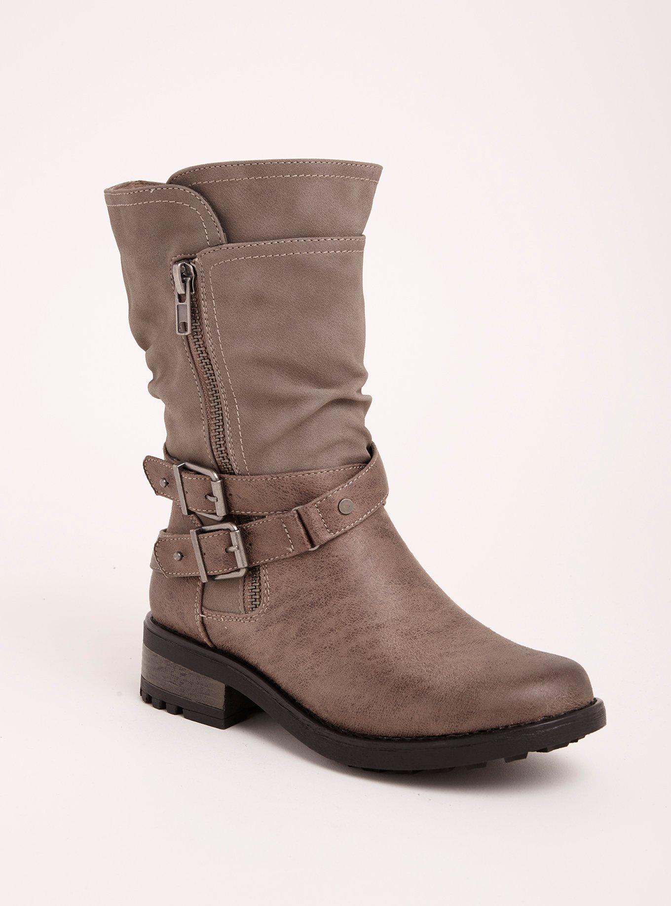 Wide calf hot sale moto boots