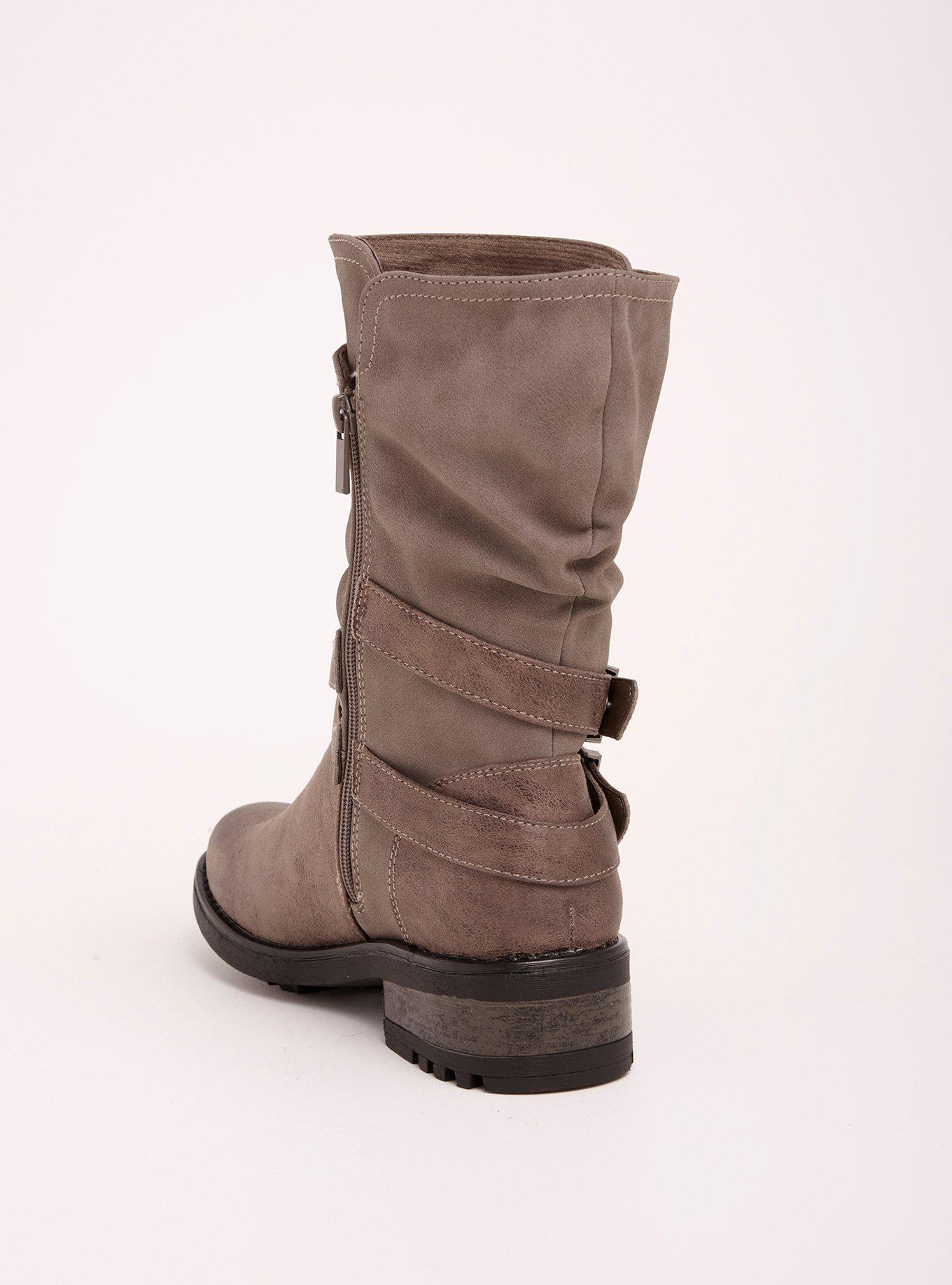 Plus Size Strappy Slouch Moto Boots Wide Width Wide Calf Torrid