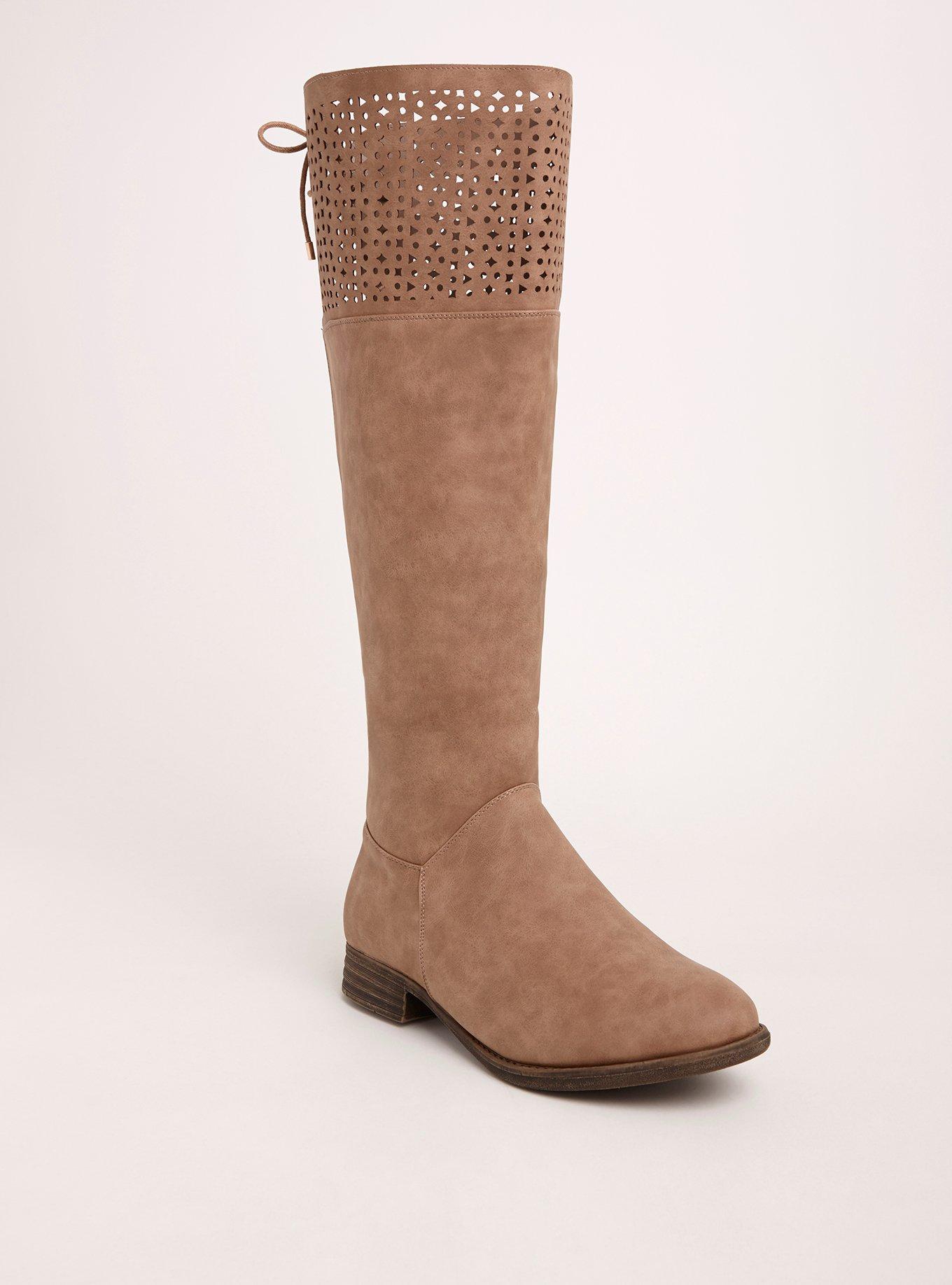 Wide calf boots lace up back sales
