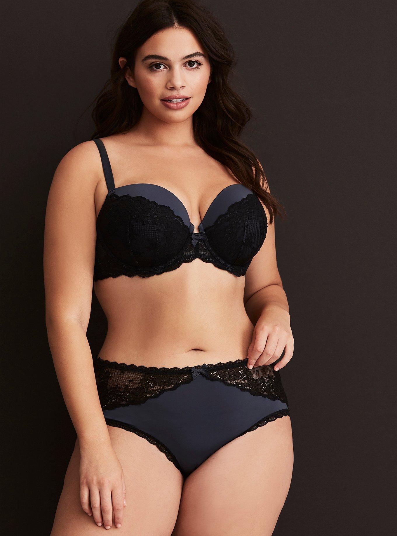 Lace Push-Up Demi Bra, GREY, alternate