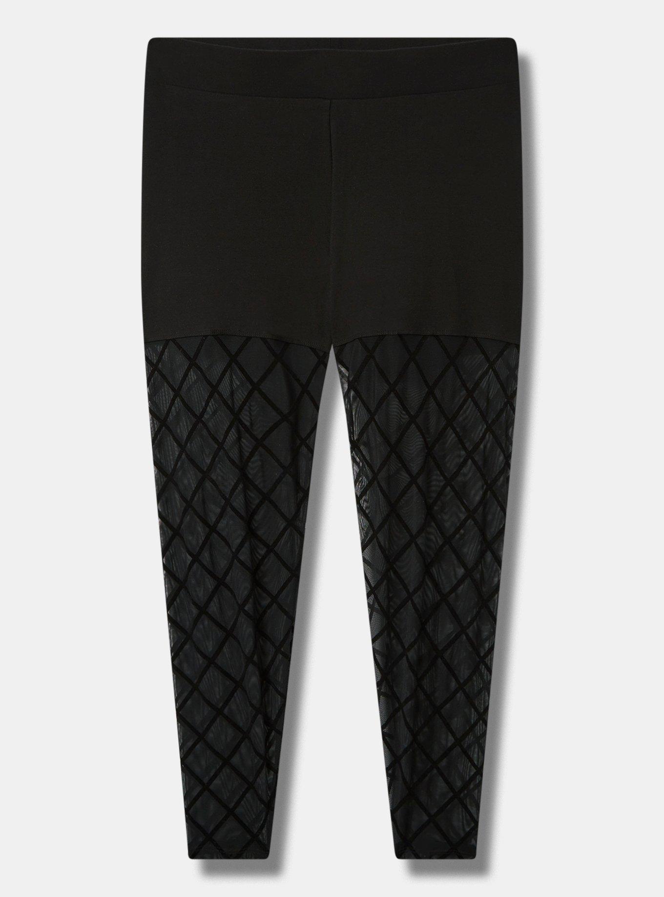 Diamond Pattern Mesh Detail Leggings