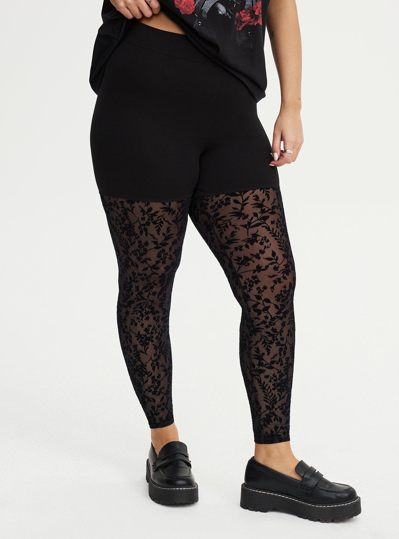Full-Length Flocked Legging, JOSEPHINA FLORAL BLACK, alternate