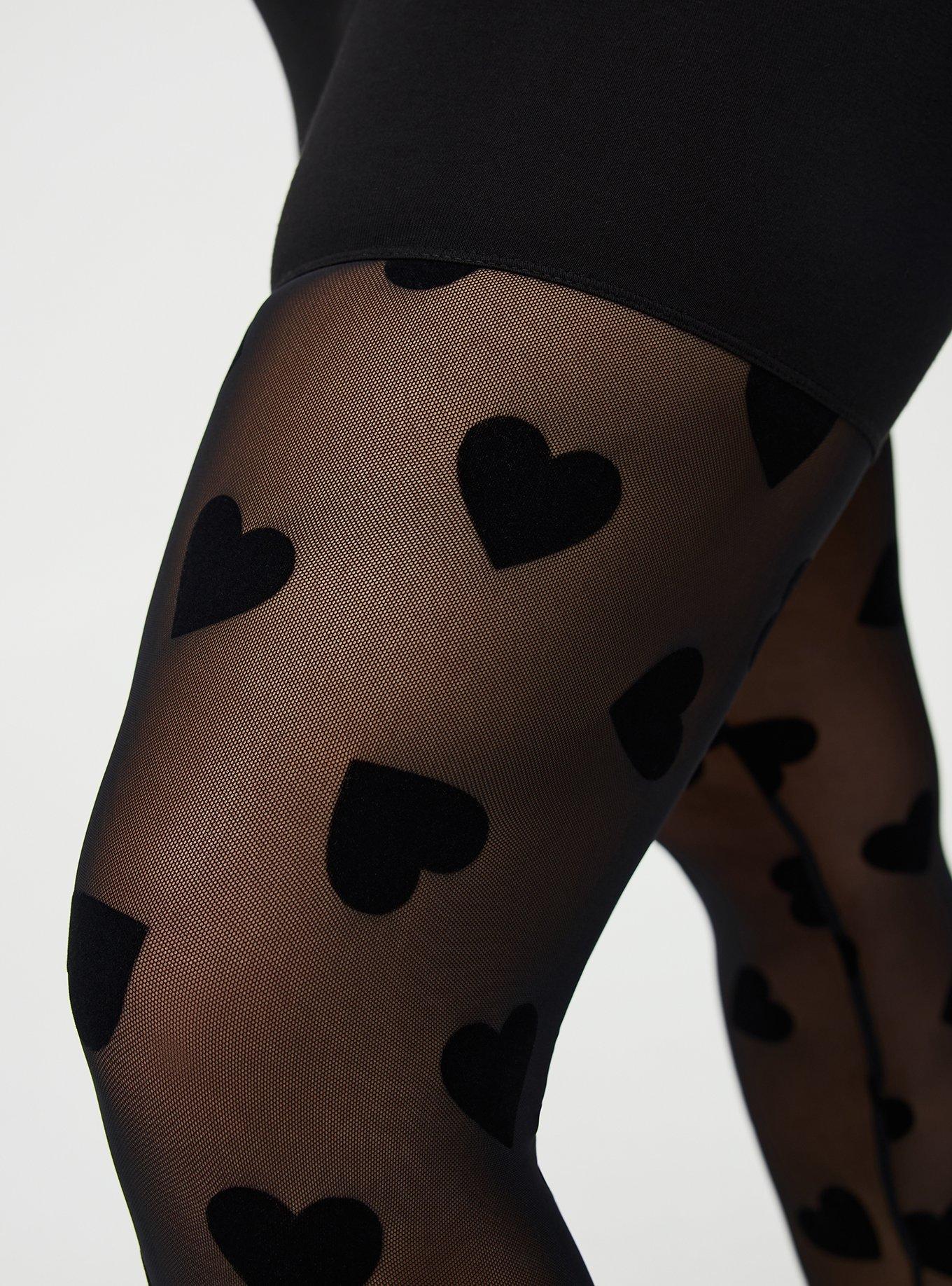 Full-Length Flocked Legging, HEARTY BLACK ON BLACK, alternate