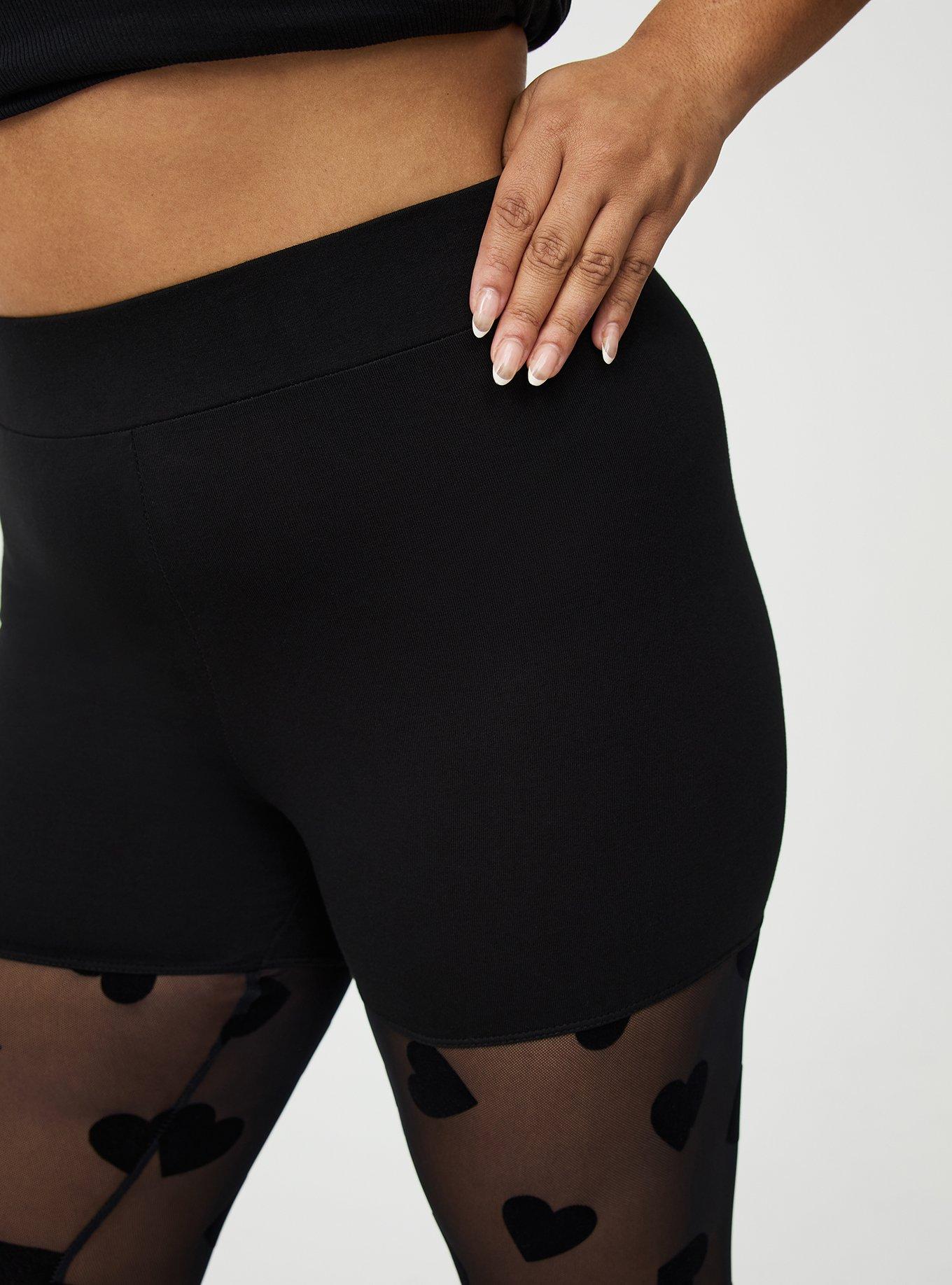 Full-Length Flocked Legging, HEARTY BLACK ON BLACK, alternate