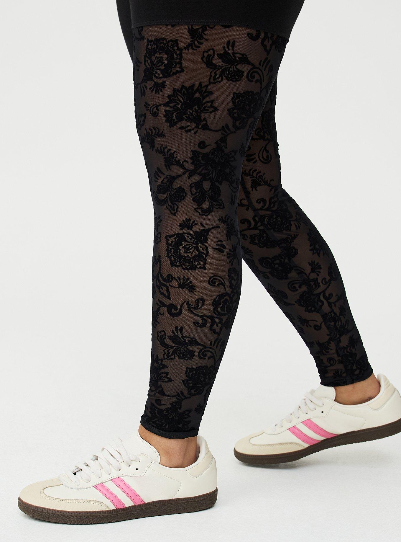 Full-Length Flocked Legging, LOVELY JACO BLACK, alternate