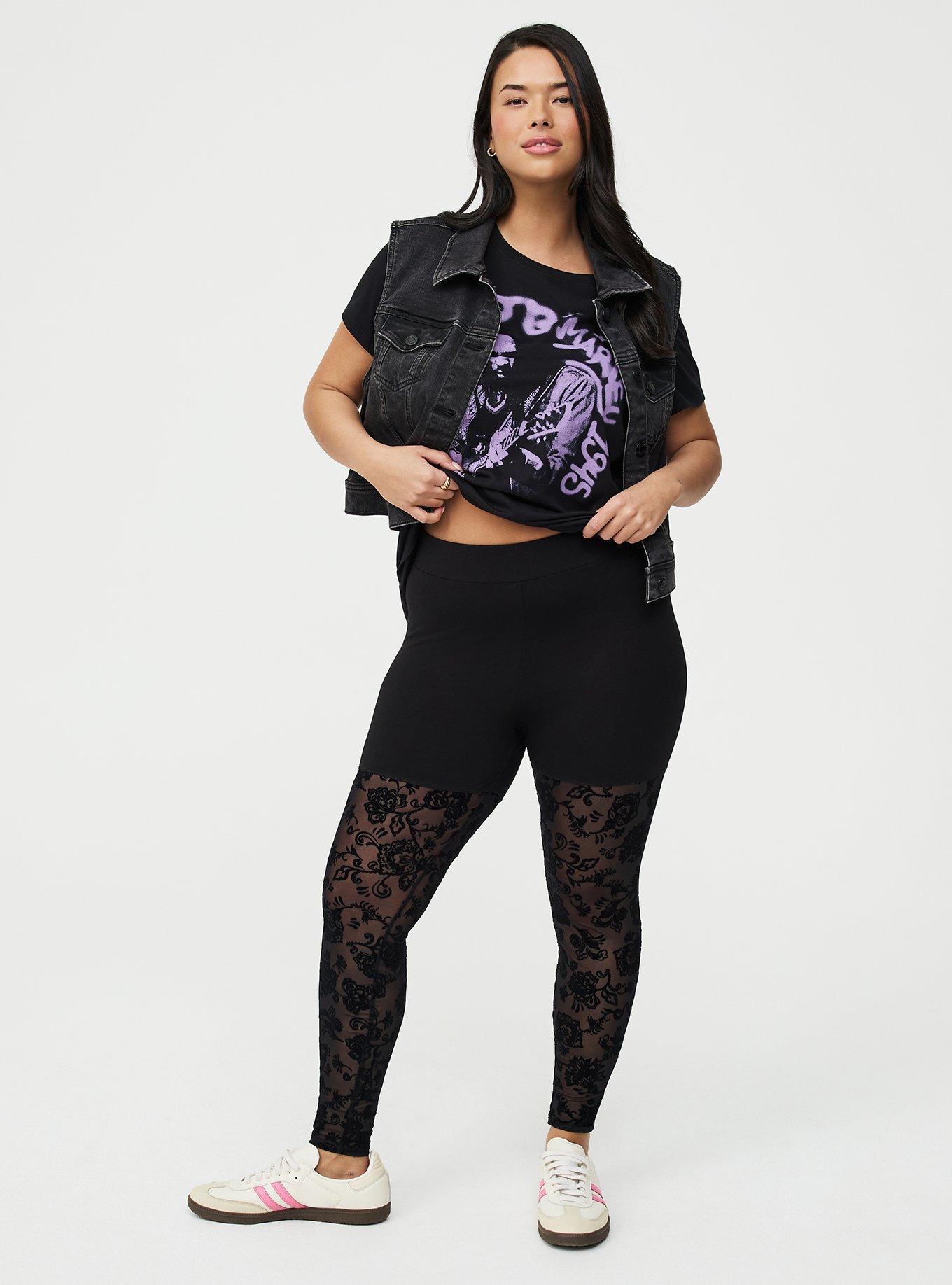 Full-Length Flocked Legging, LOVELY JACO BLACK, hi-res