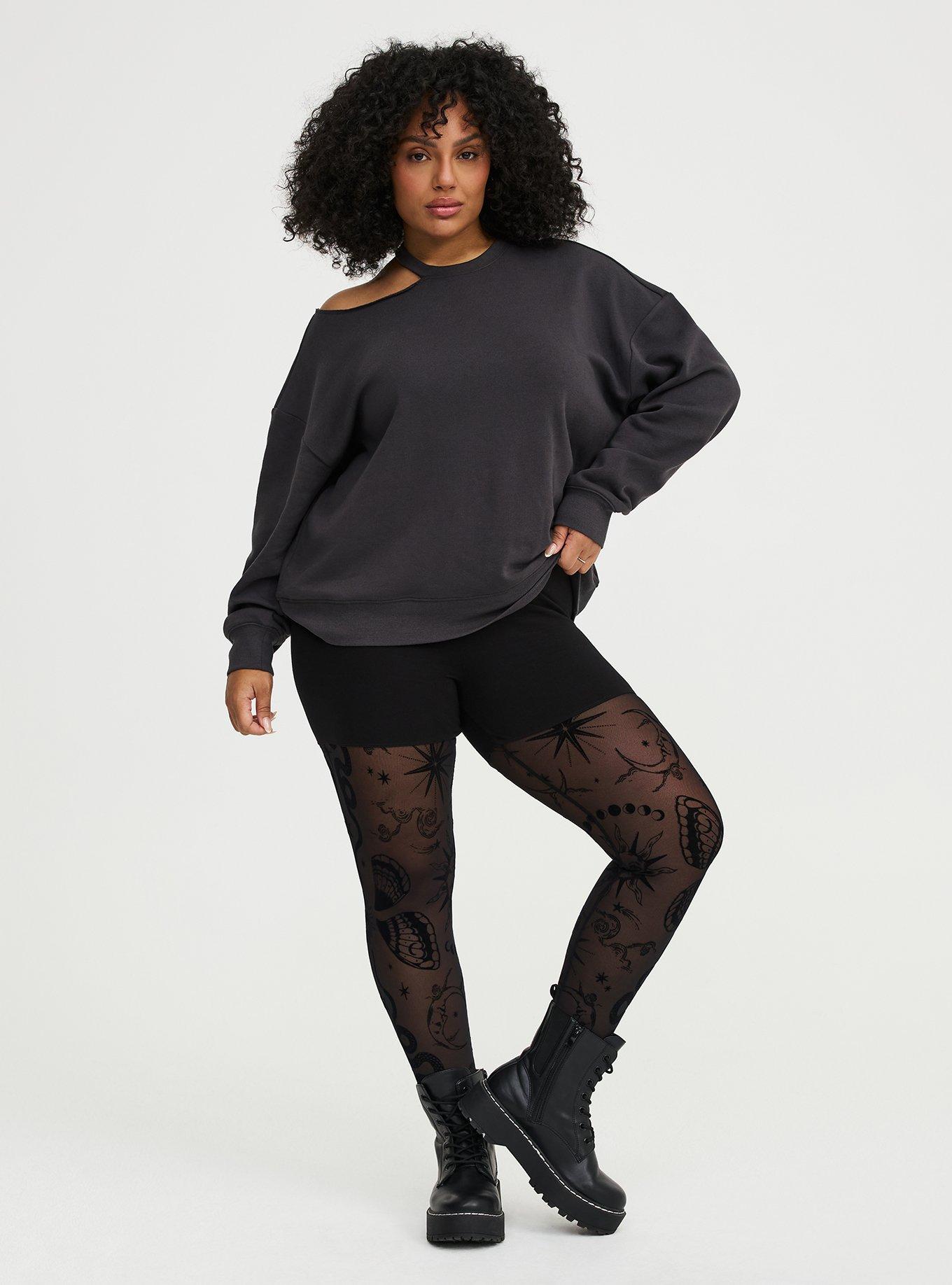 Plus Size Full-Length Flocked Legging, SERPENT CELESTIAL BLACK, hi-res