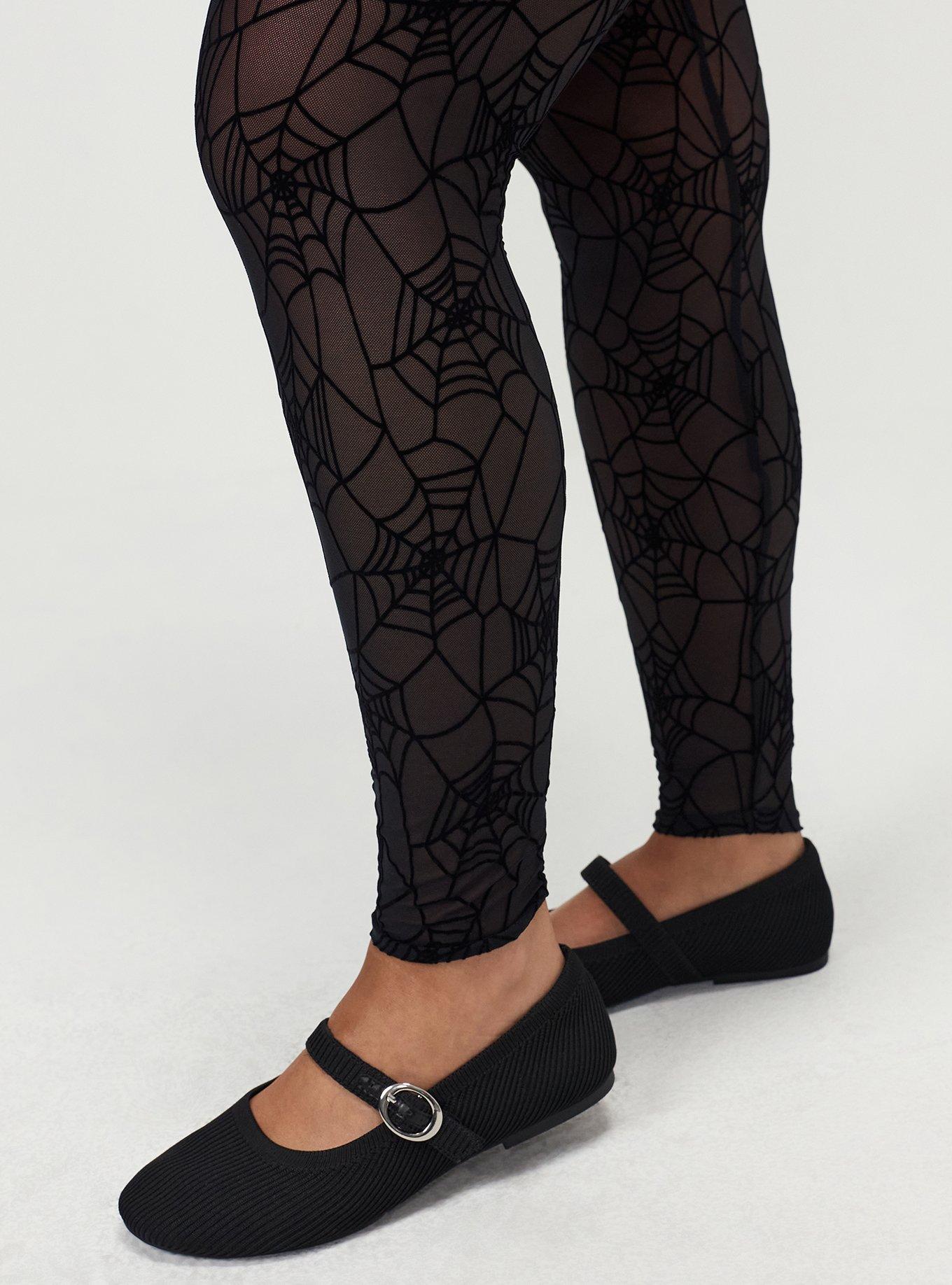 Full-Length Flocked Legging, SPIDER WEBS DEEP BLACK, alternate