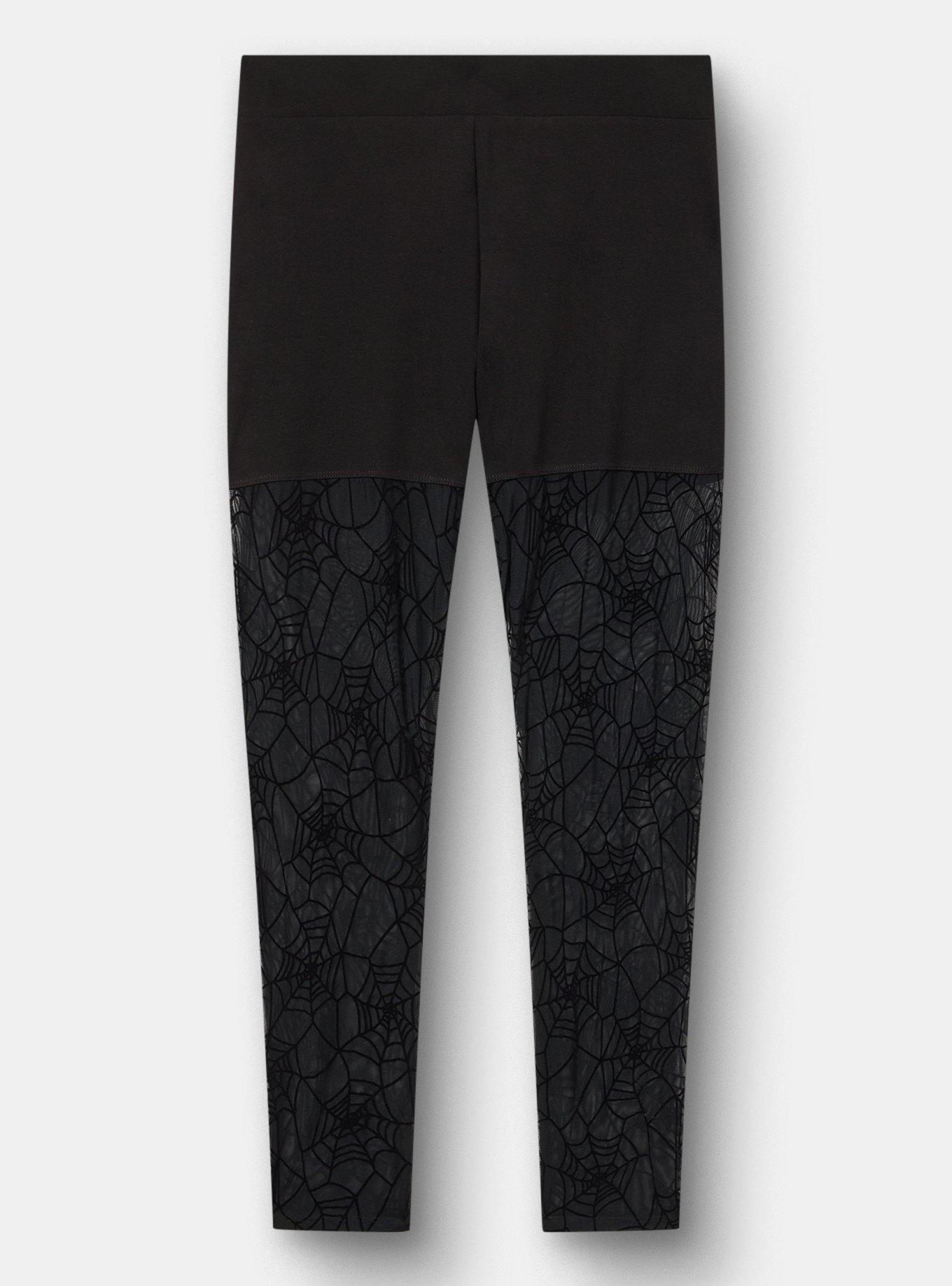 Full-Length Flocked Legging, SPIDER WEBS DEEP BLACK, hi-res