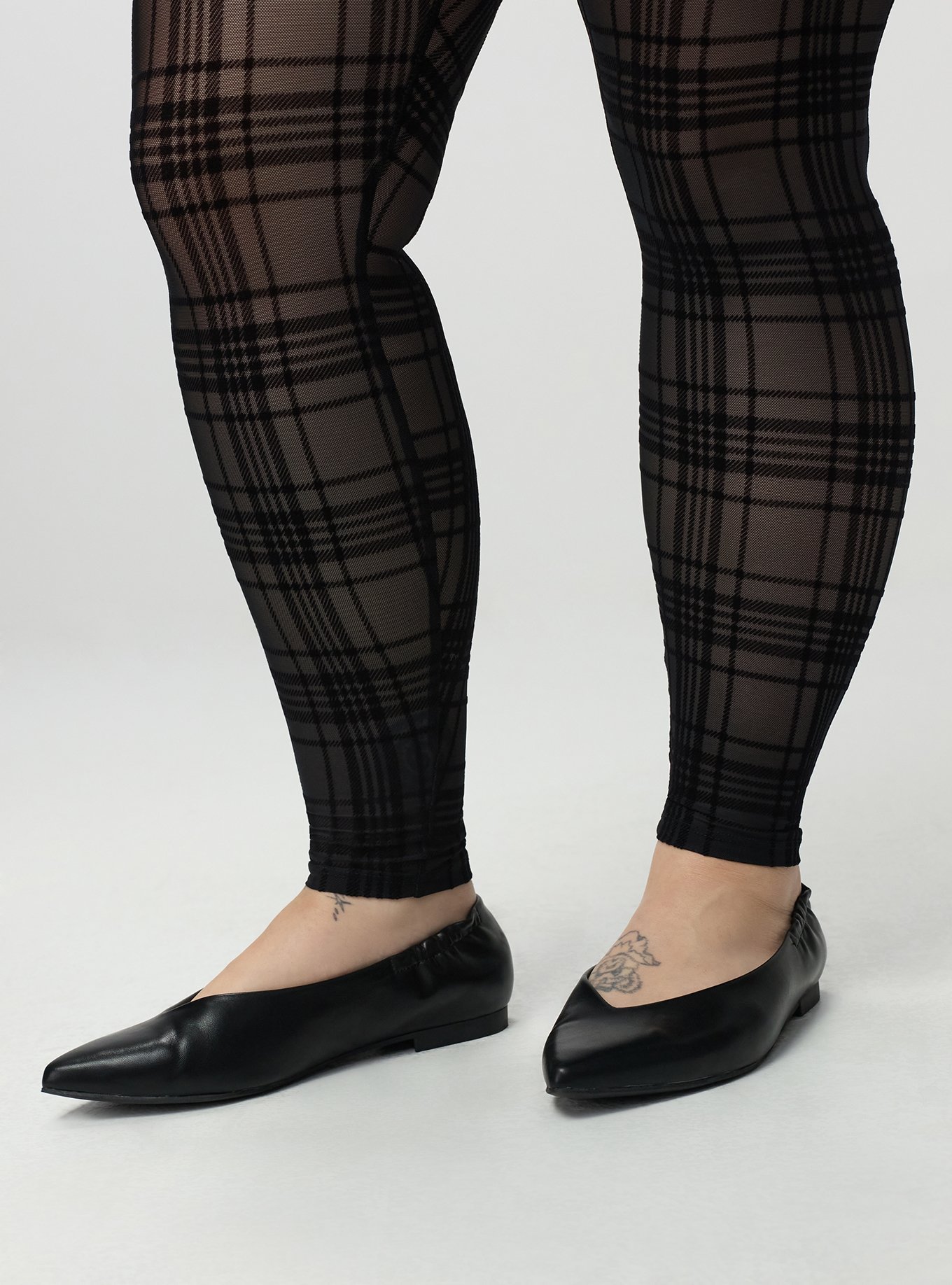 Full-Length Flocked Legging, LANA PLAID  BLACK, alternate