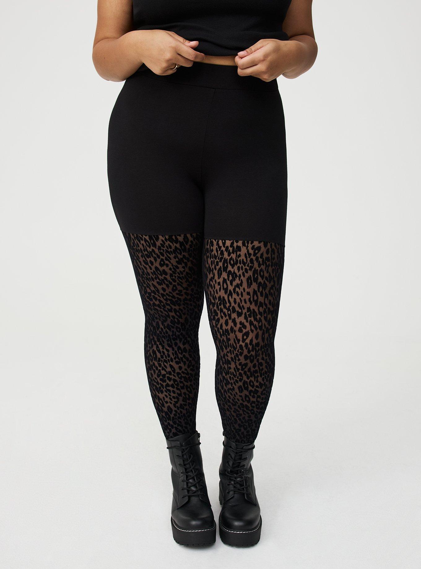 Plus Size Full-Length Flocked Legging, HYPER LEOPARD DEEP BLACK, alternate
