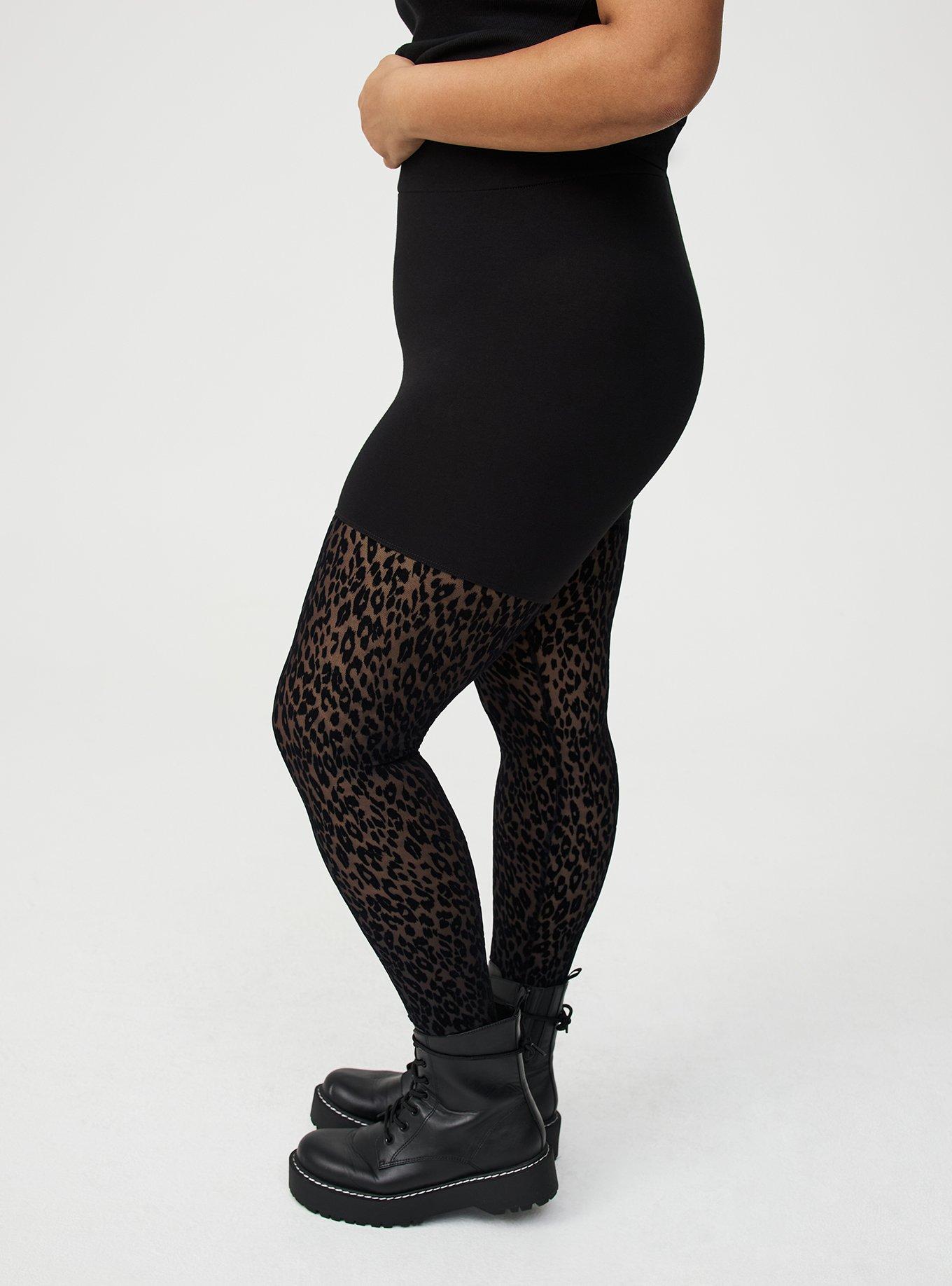 Plus Size Full-Length Flocked Legging, HYPER LEOPARD DEEP BLACK, alternate