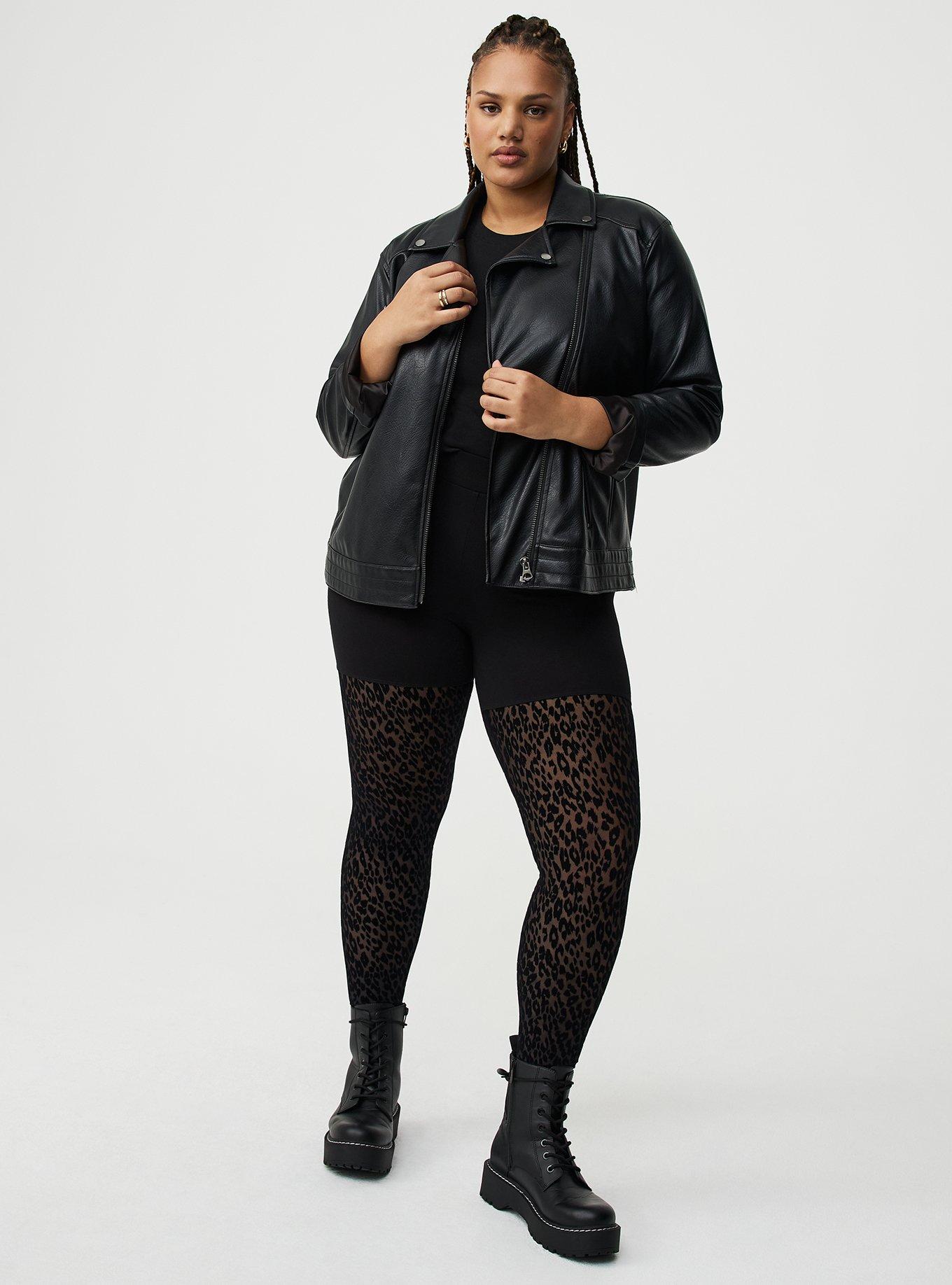 Plus Size Full-Length Flocked Legging, HYPER LEOPARD DEEP BLACK, alternate