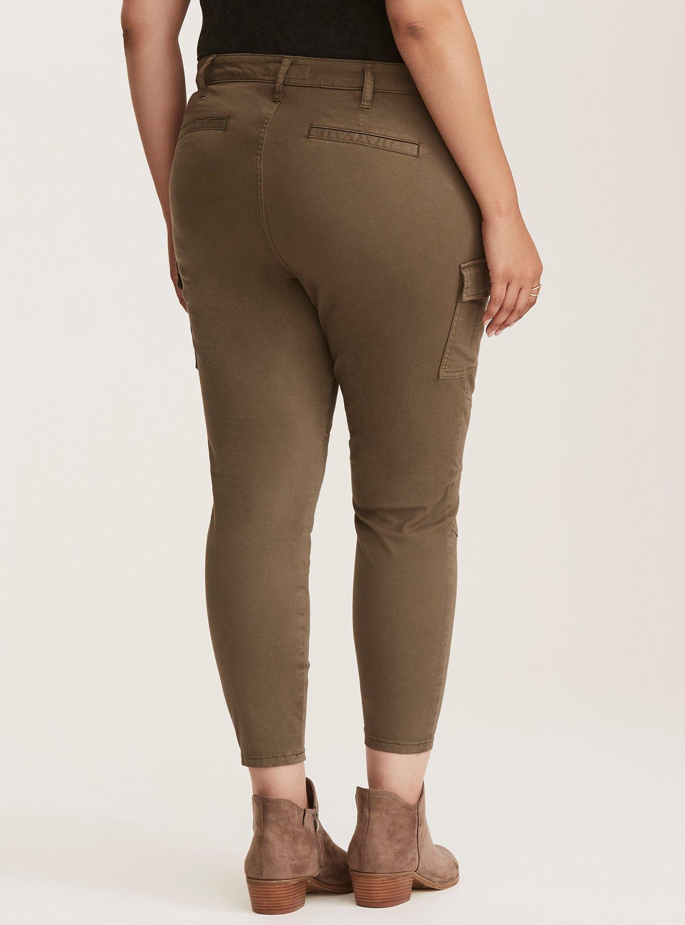 Plus Size Skinny Cargo Pants Olive Wash Torrid