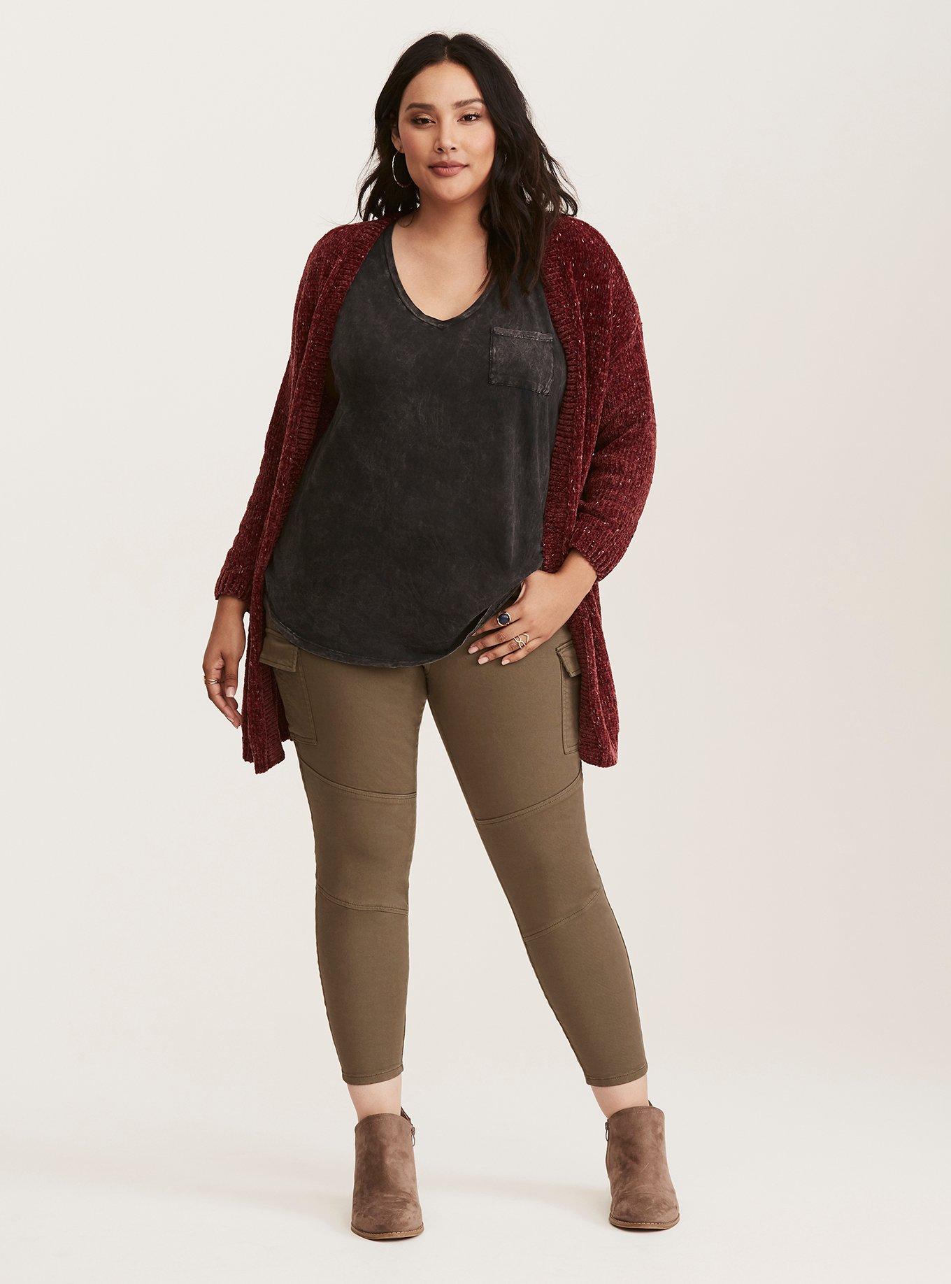 Plus Size Skinny Cargo Pants Olive Wash Torrid