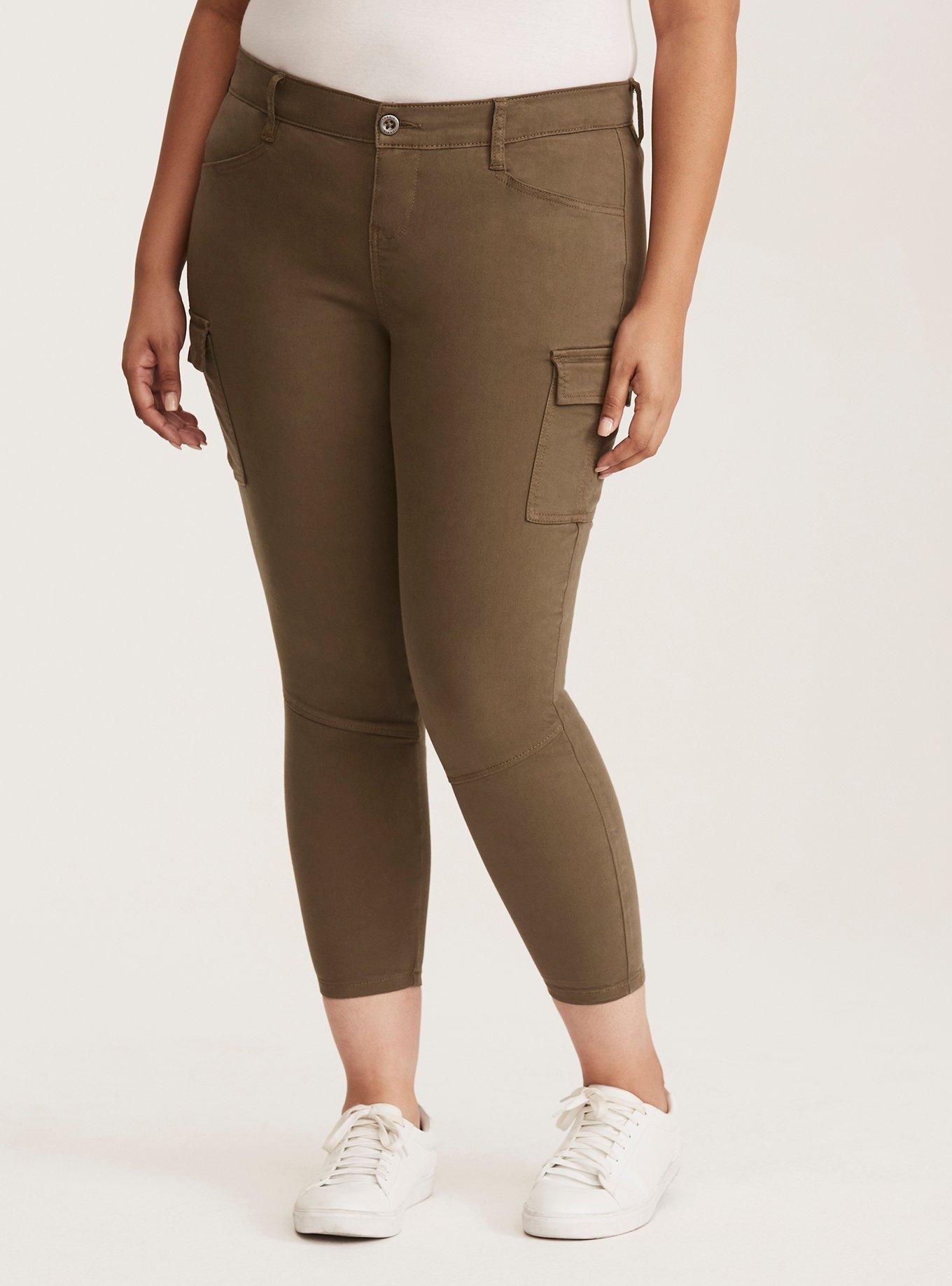 Plus Size Skinny Cargo Pants Olive Wash Torrid