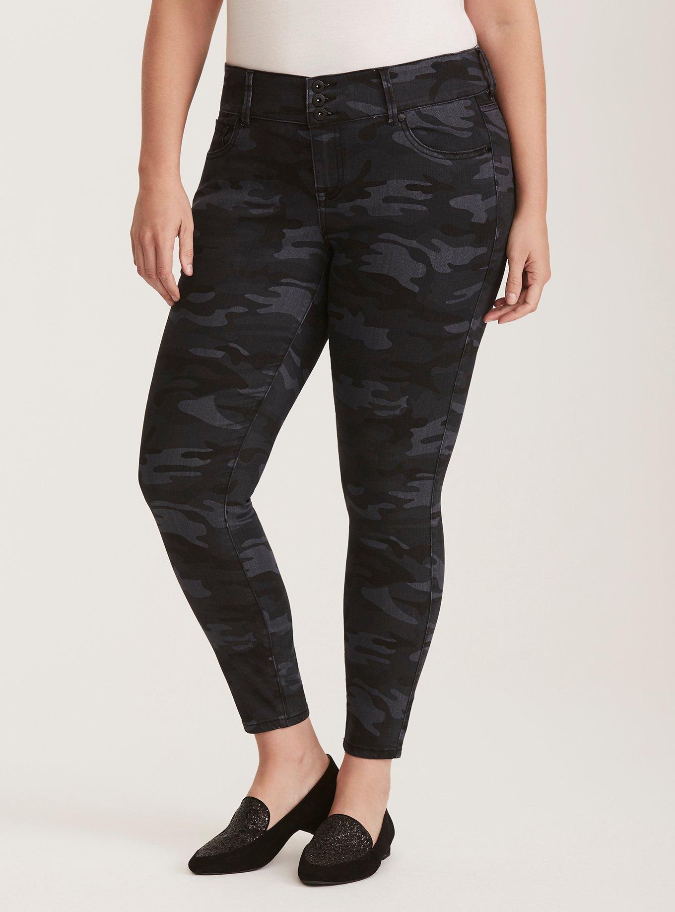 Plus Size Jeggings - Black Camo Print Wash, CAMO, alternate
