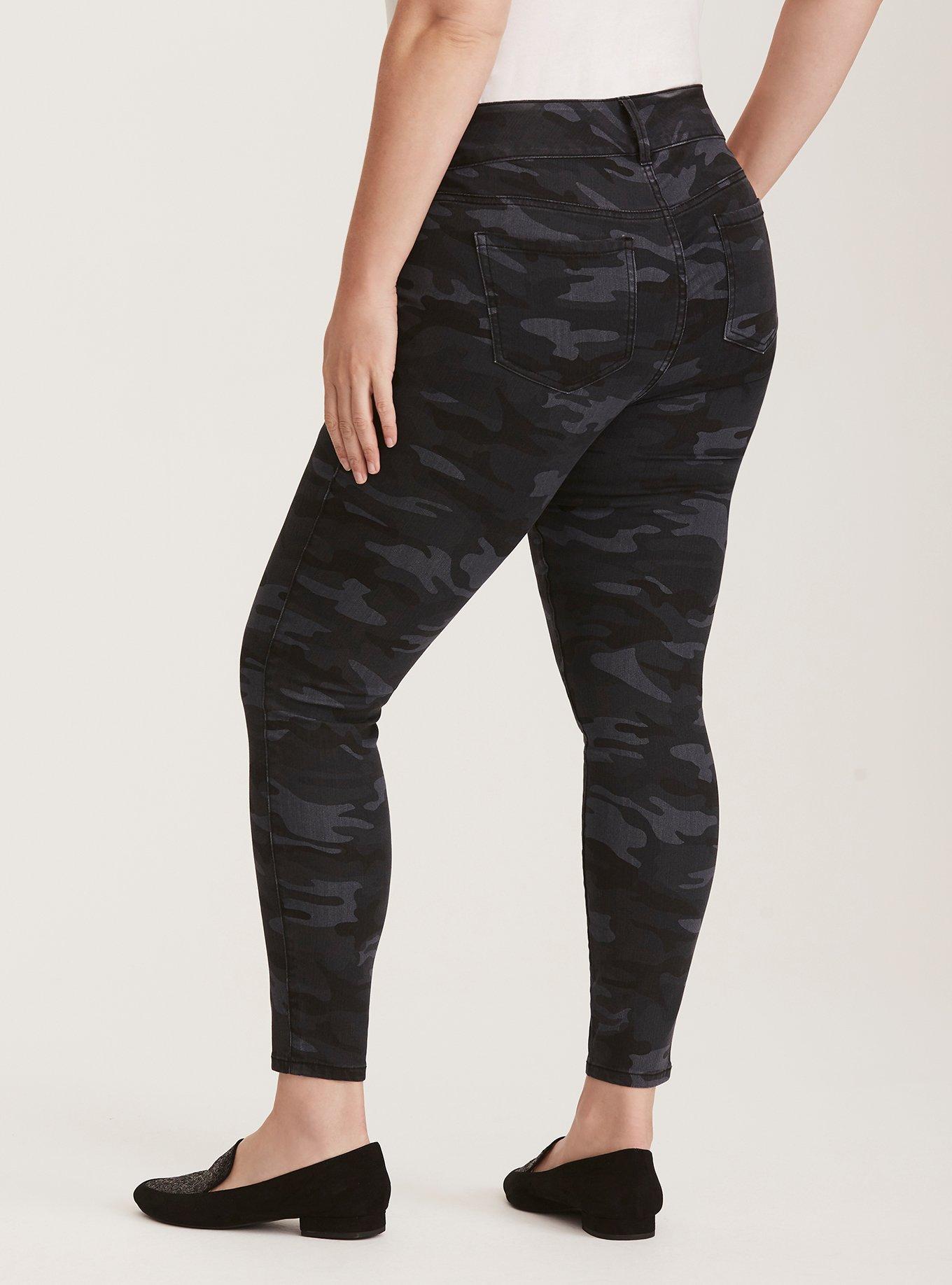 Plus Size Jeggings - Black Camo Print Wash, CAMO, alternate