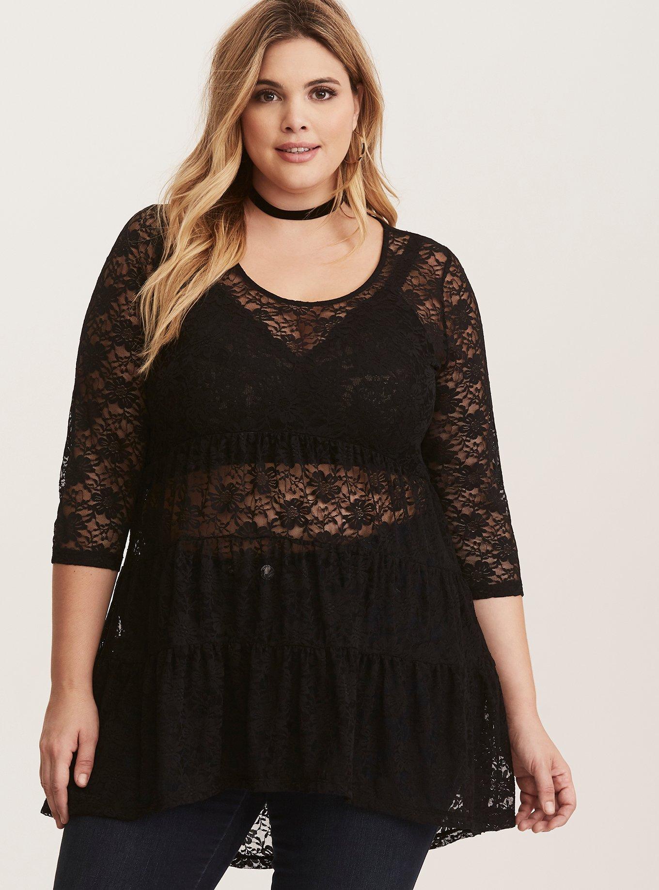 Plus Size Lace Babydoll Tunic Top Torrid