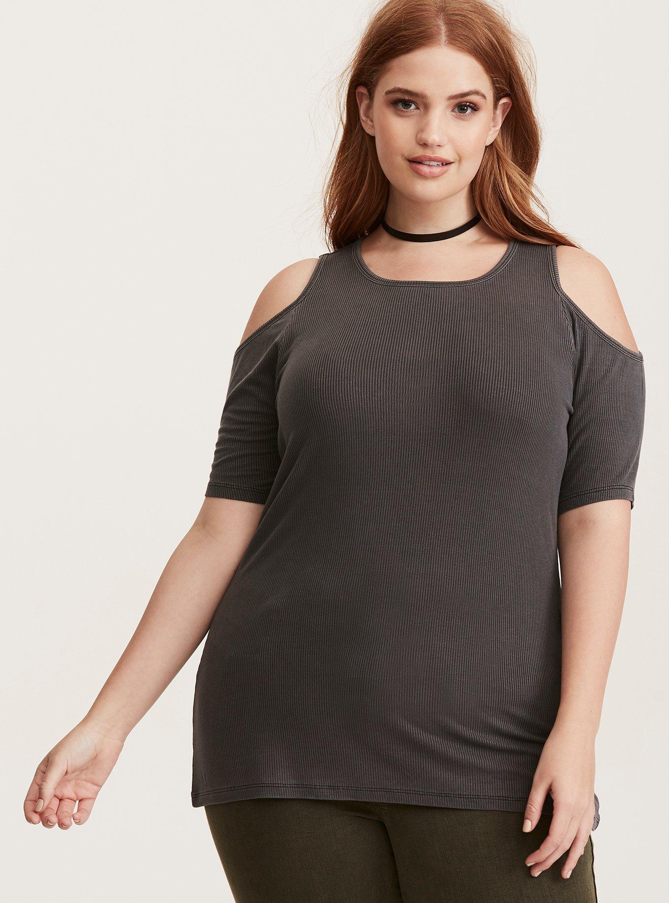 Torrid grey cold shoulder top - Tops & blouses