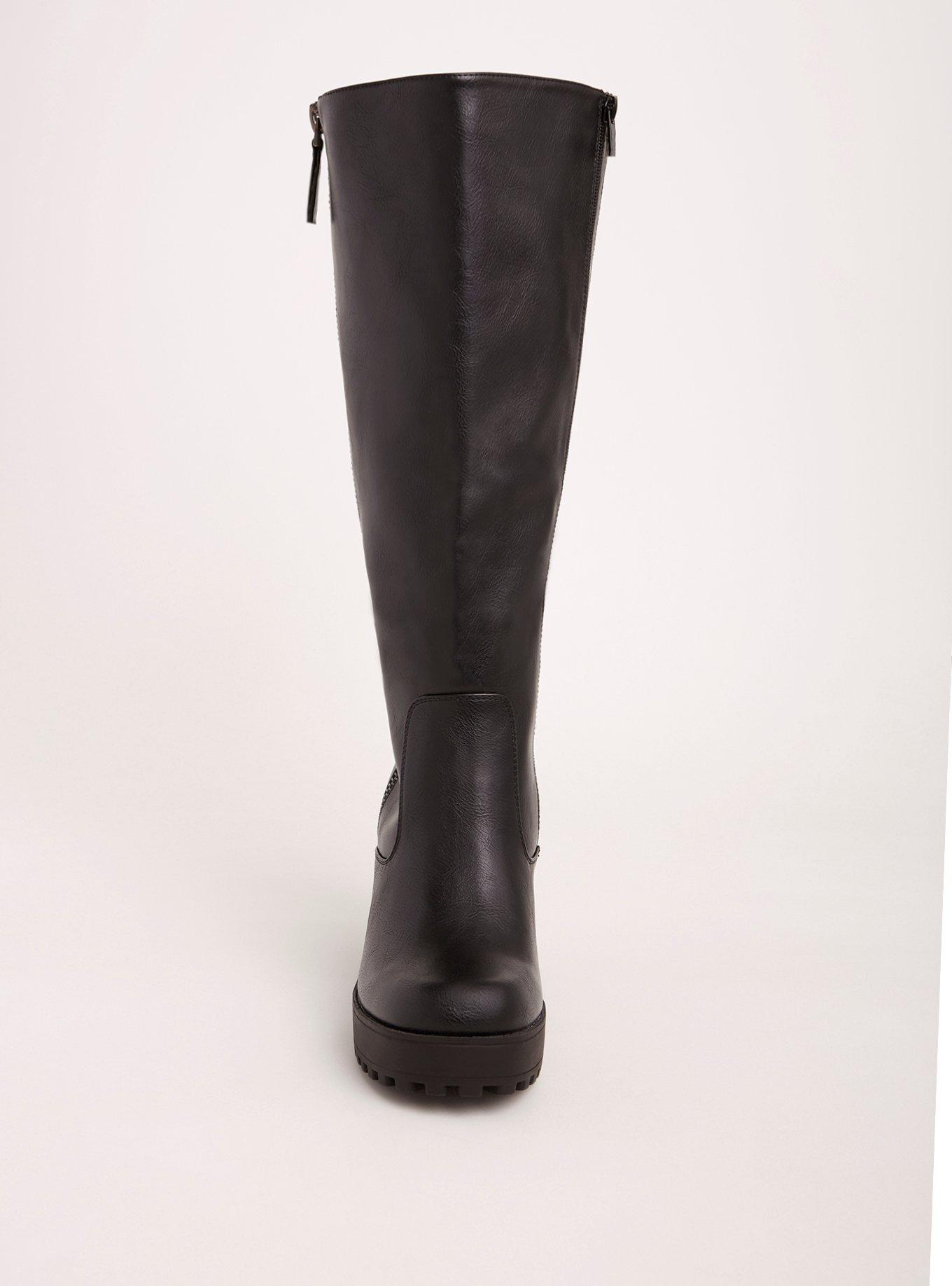 Plus Size Lug Heel Knee High Boots Wide Width Wide Calf Torrid