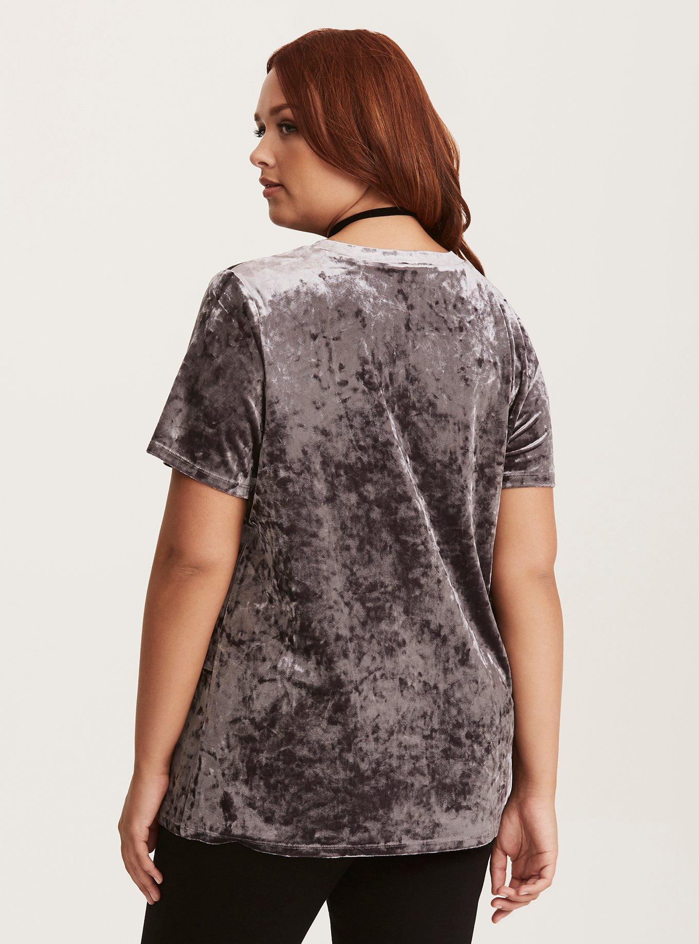 Plus Size - Peplum Velvet Burnout Surplice Short Sleeve Top - Torrid