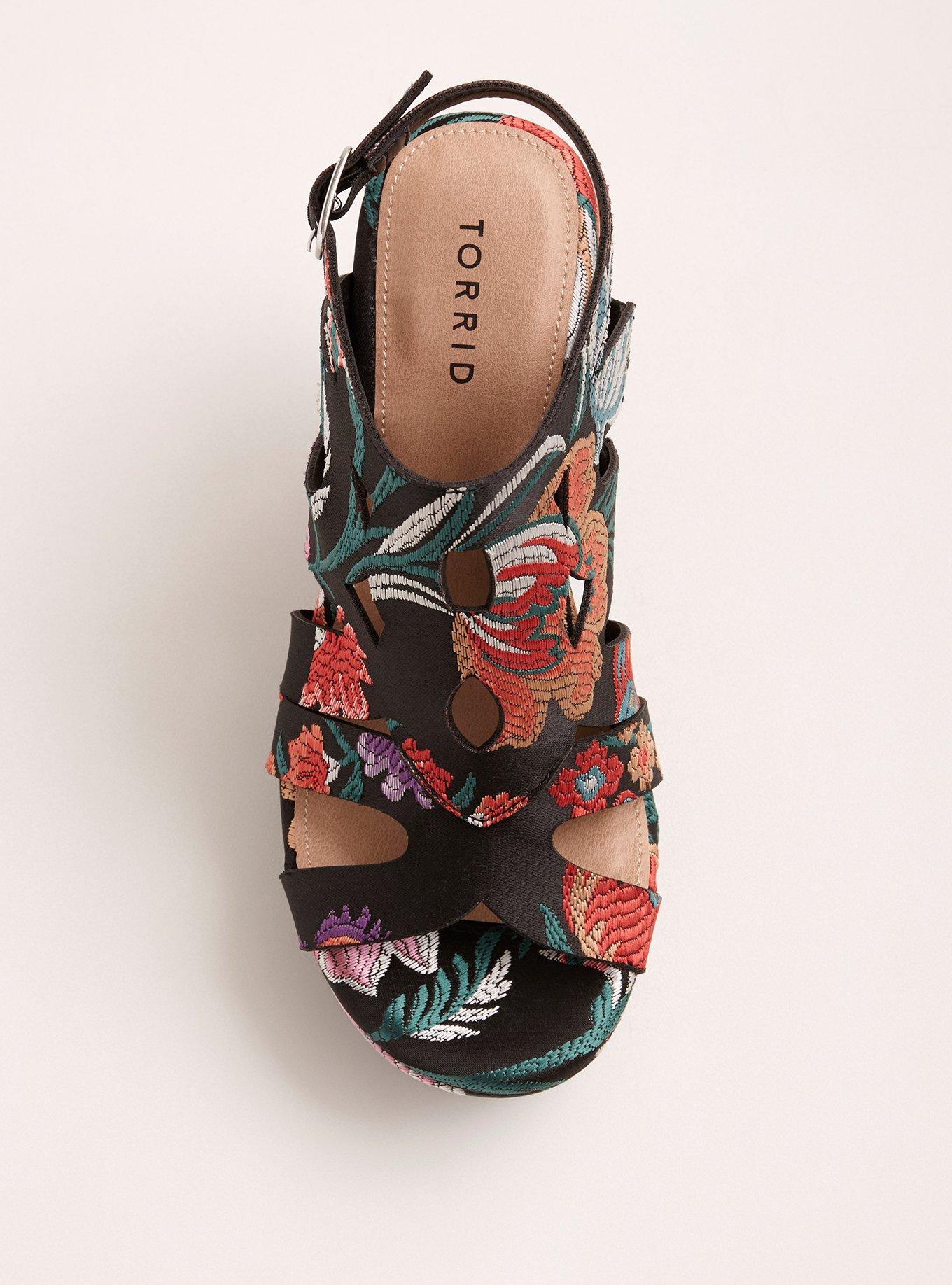 Plus Size Floral Brocade Platform Wedges (Wide Width), MULTI, alternate