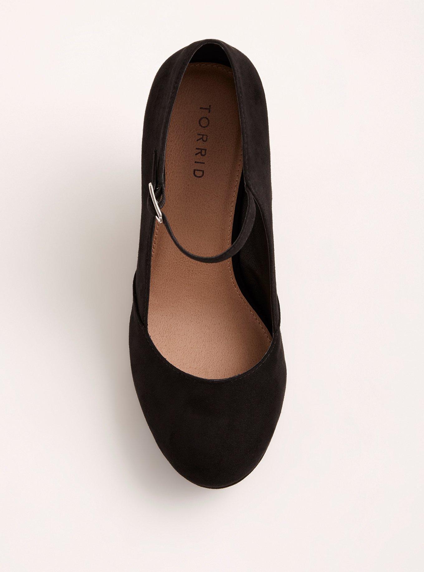 Plus Size Faux Suede High Back Platform Wedges (Wide Width), BLACK, alternate