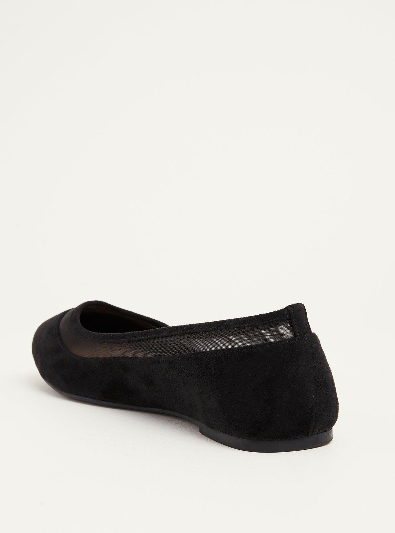 Mesh Top Almond Toe Flats (Wide Width), BLACK, alternate