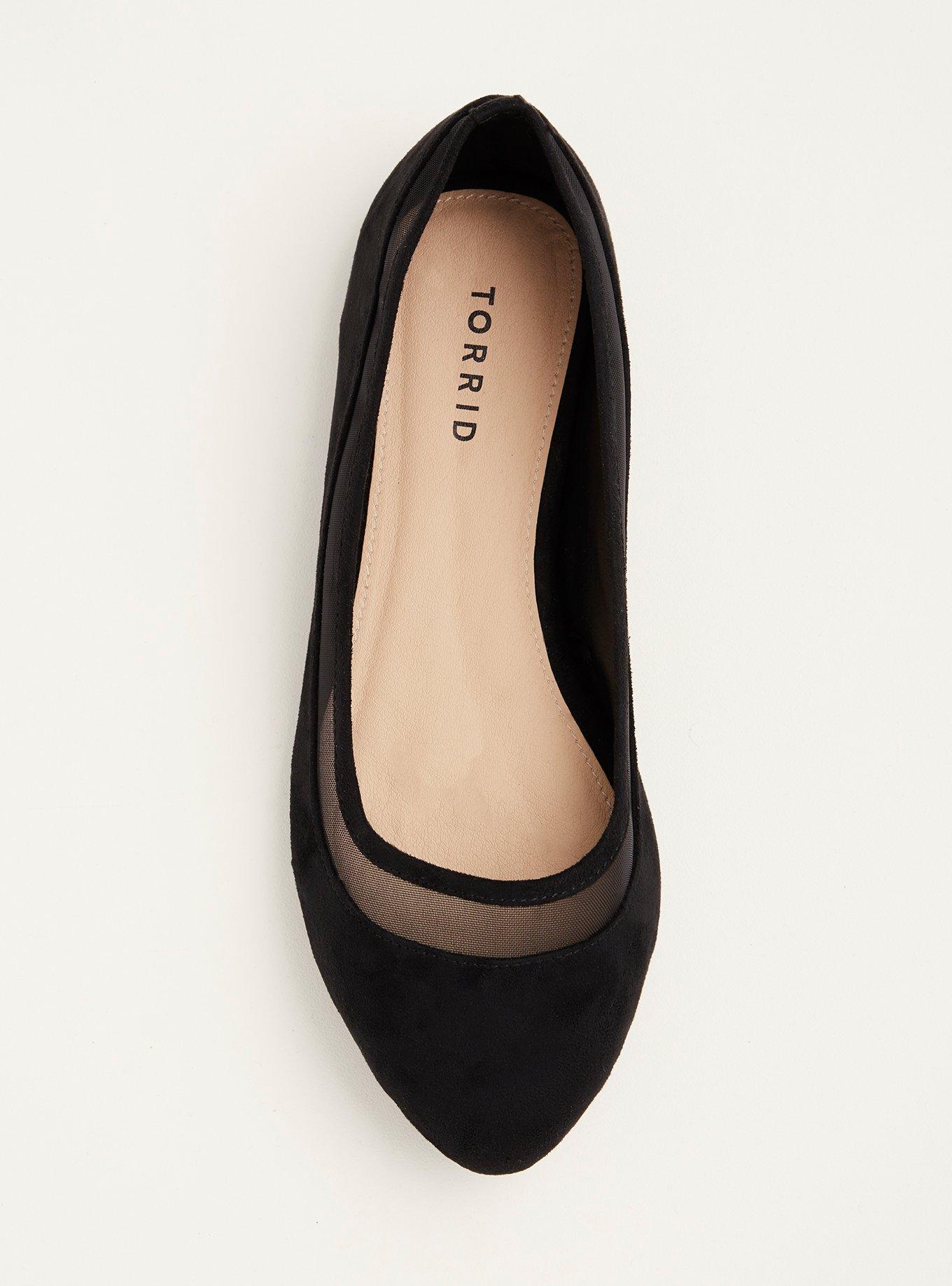 Mesh Top Almond Toe Flats (Wide Width), BLACK, alternate