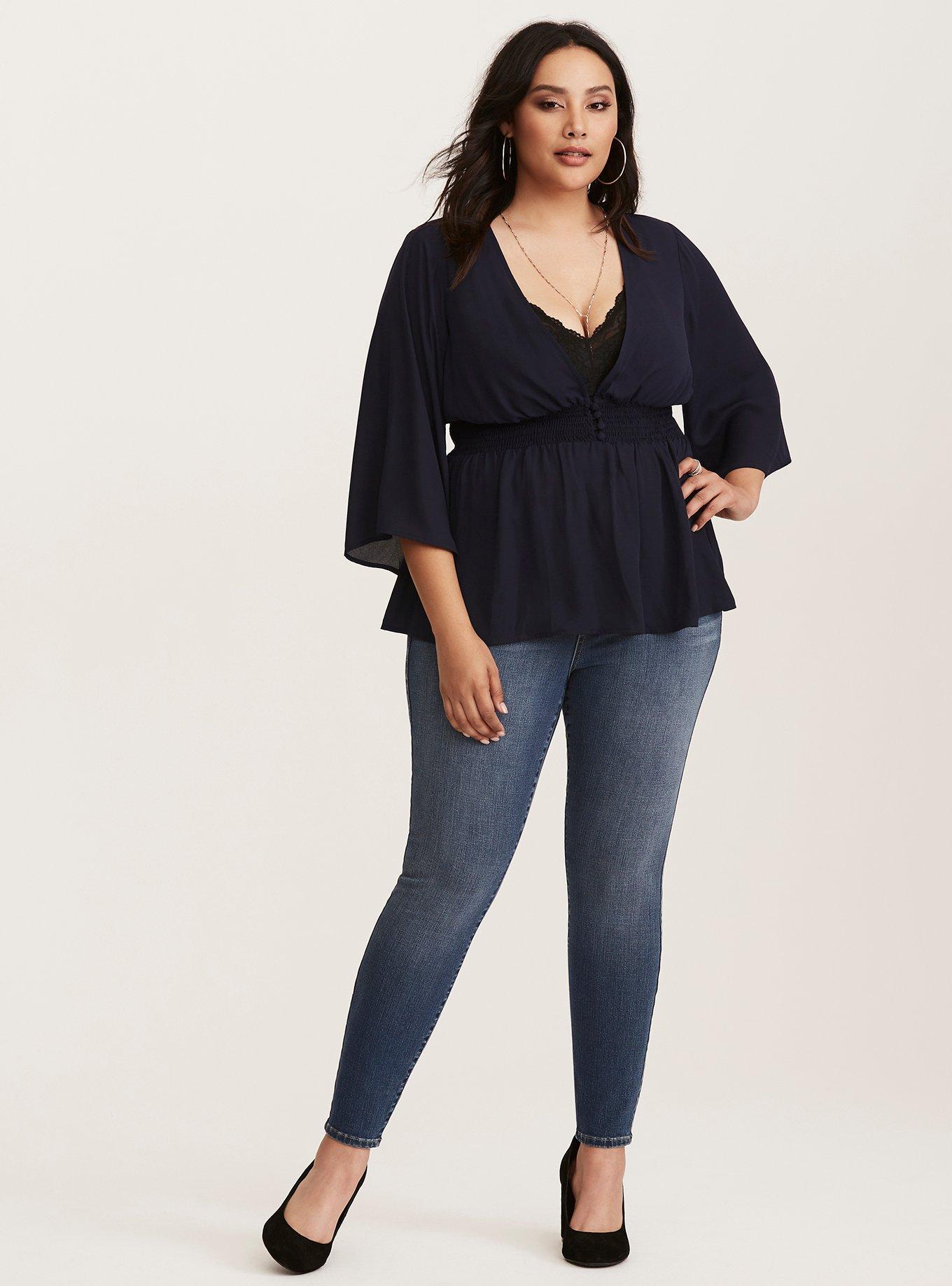 Plus Size Torrid Premium Ultimate Stretch Jeggings Medium Wash with Fading Torrid