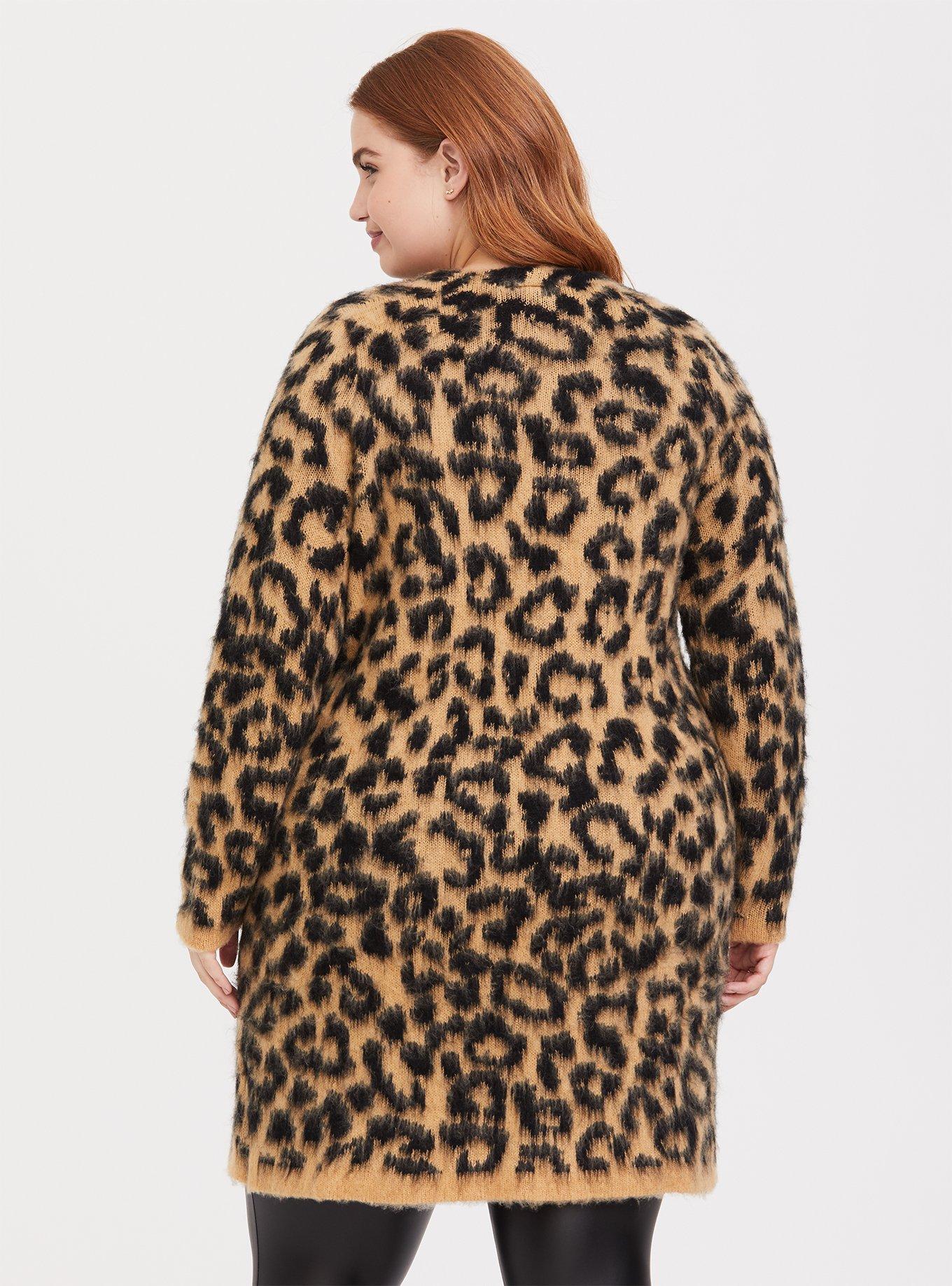 Plus size cheetah print on sale cardigan