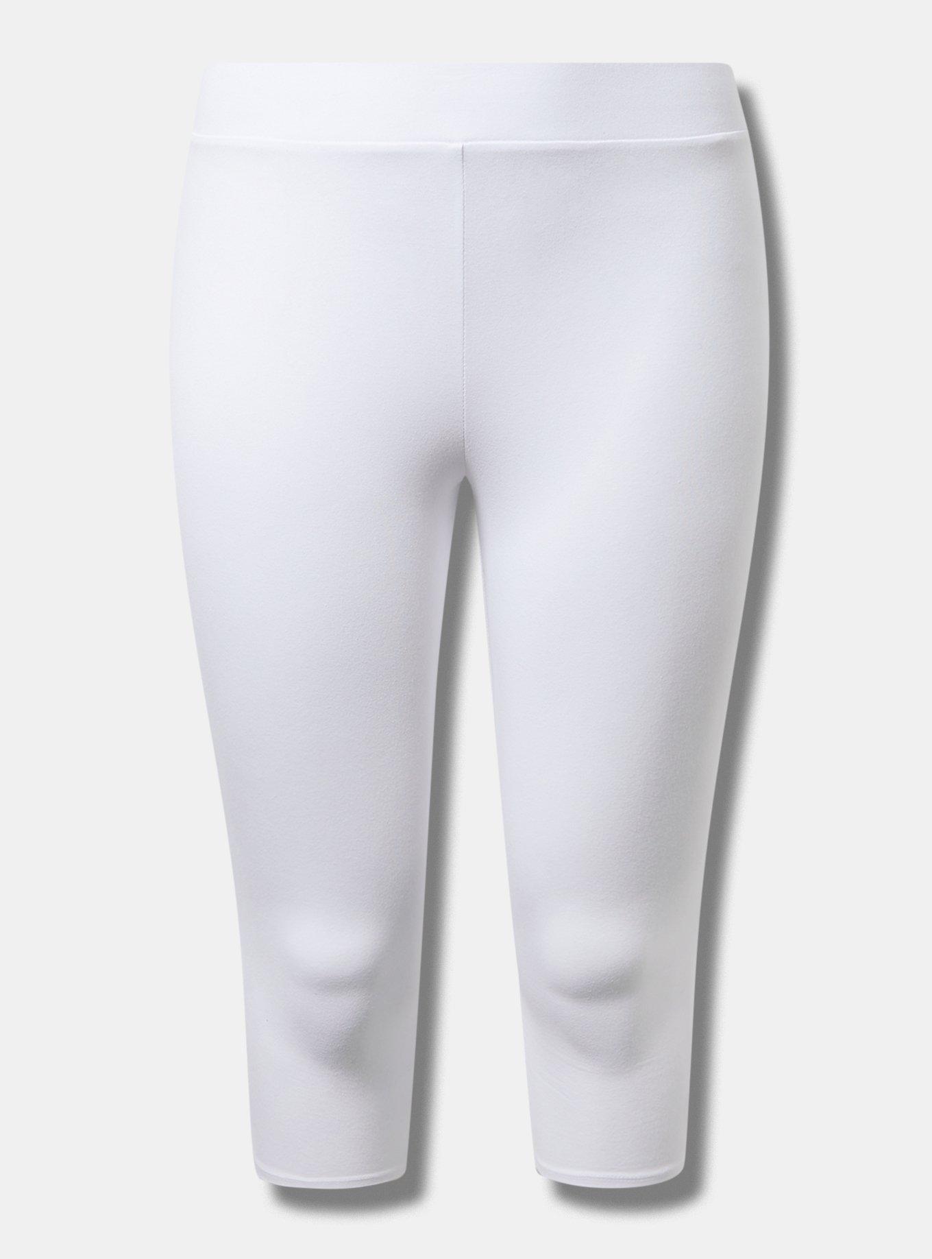 White Microfiber Capri Legging, 3X-5X