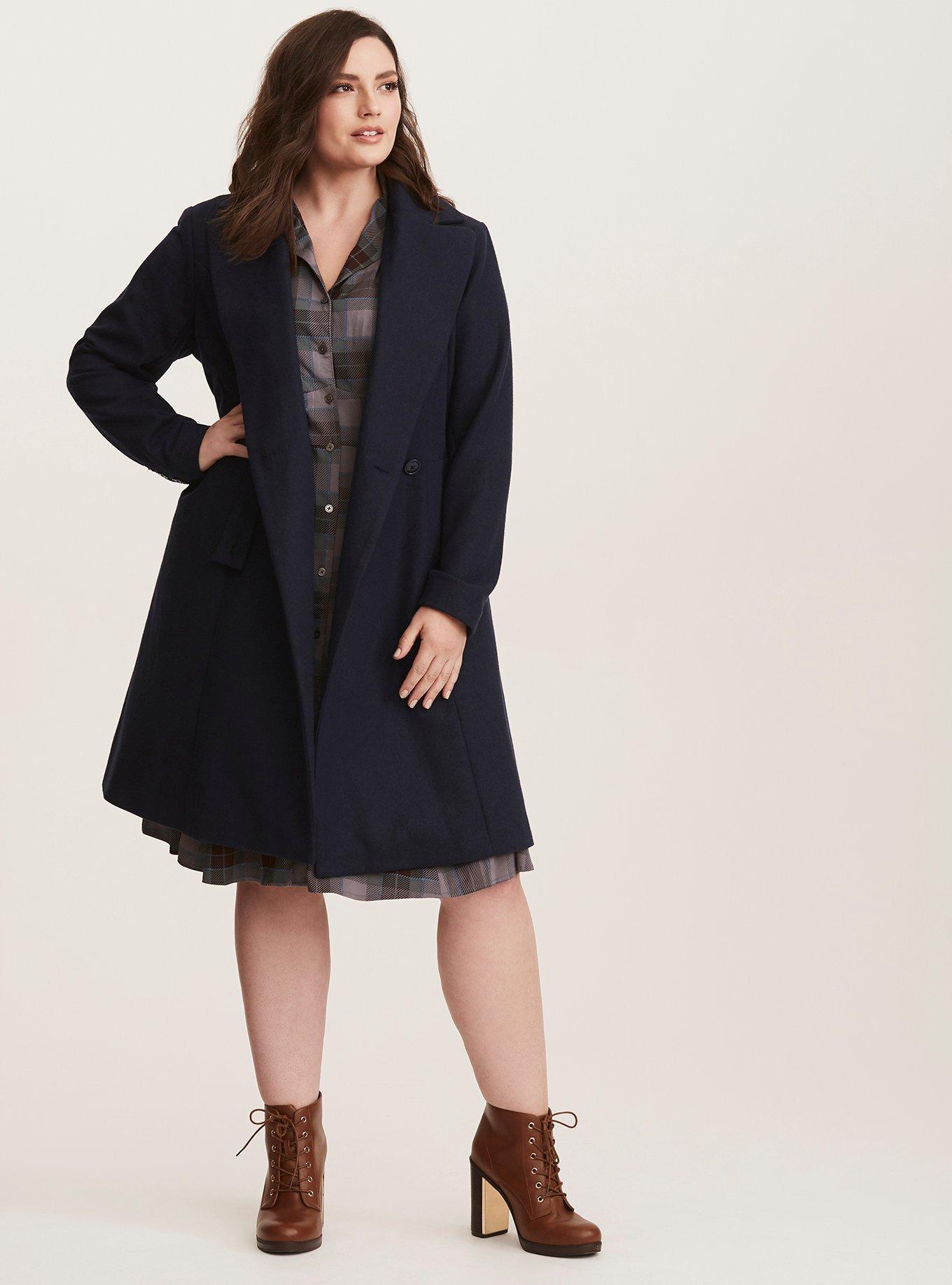 Womens Torrid Outlander Claire Navy double breasted Swing Coat Size 1 14-16  NWT