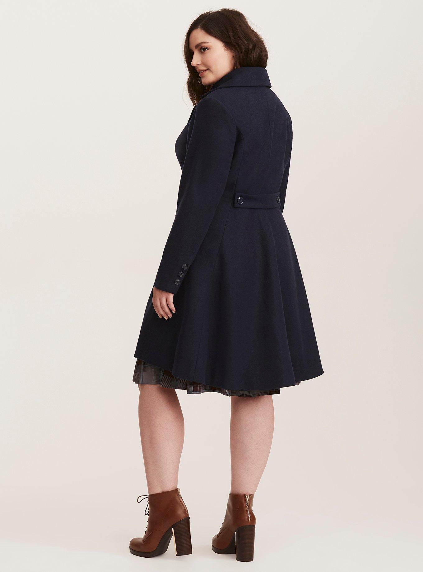 Plus Size - Wool Tie-Front Fit And Flare Coat - Torrid