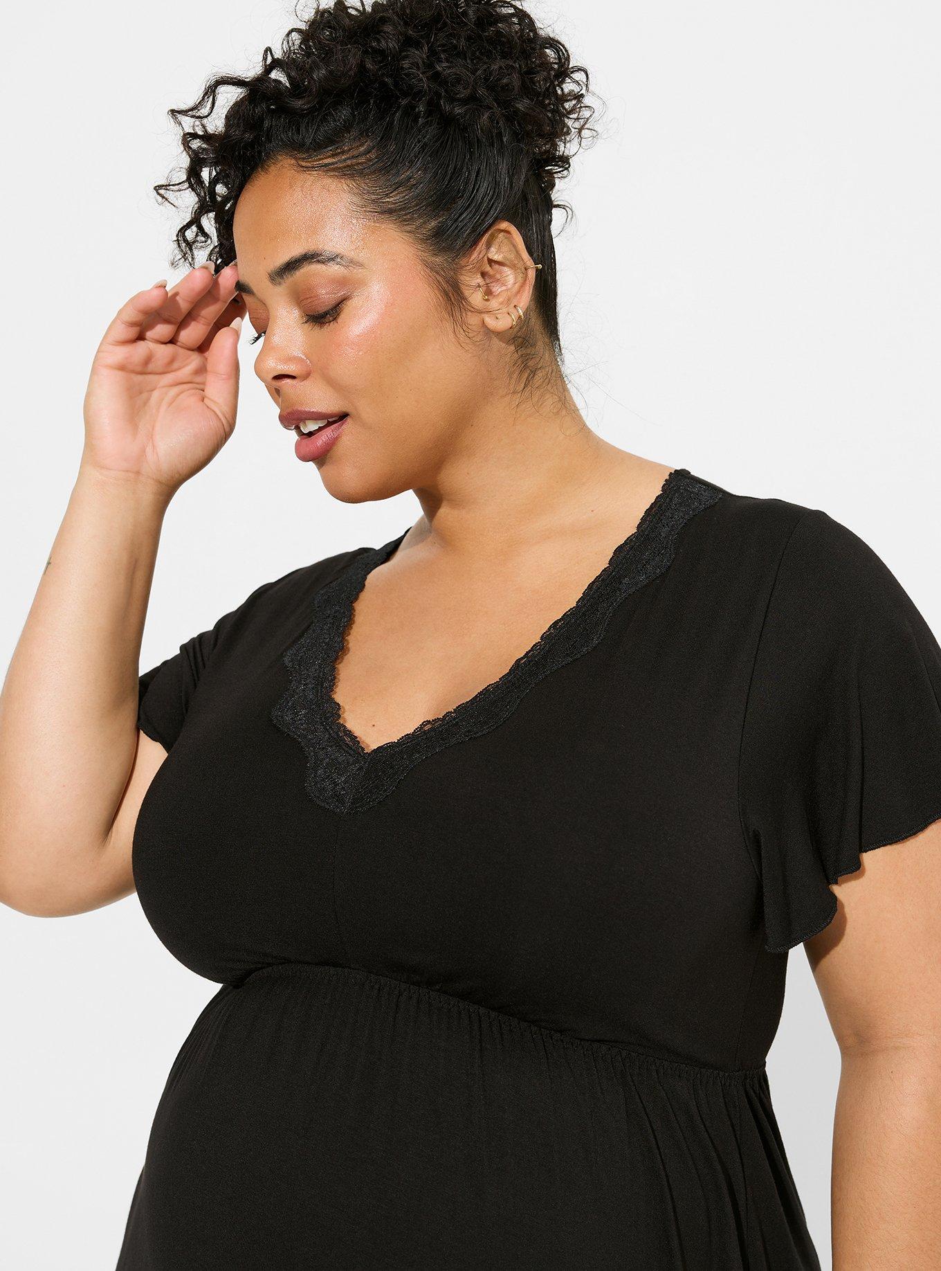 Plus Size - Black Lace Crew Tee - Torrid