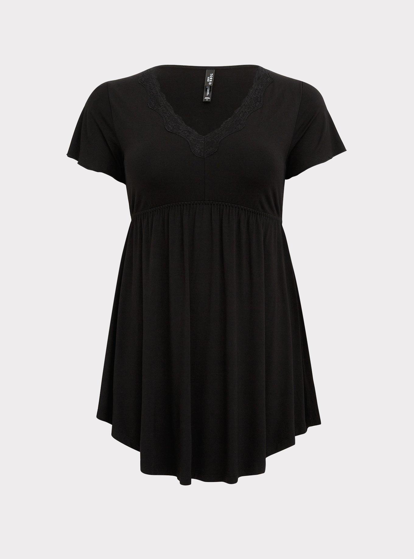 NWT TORRID Plus Size 2 2X 18/20 SLASH T-SHIRT DRESS - COTTON DIP DYE BLACK