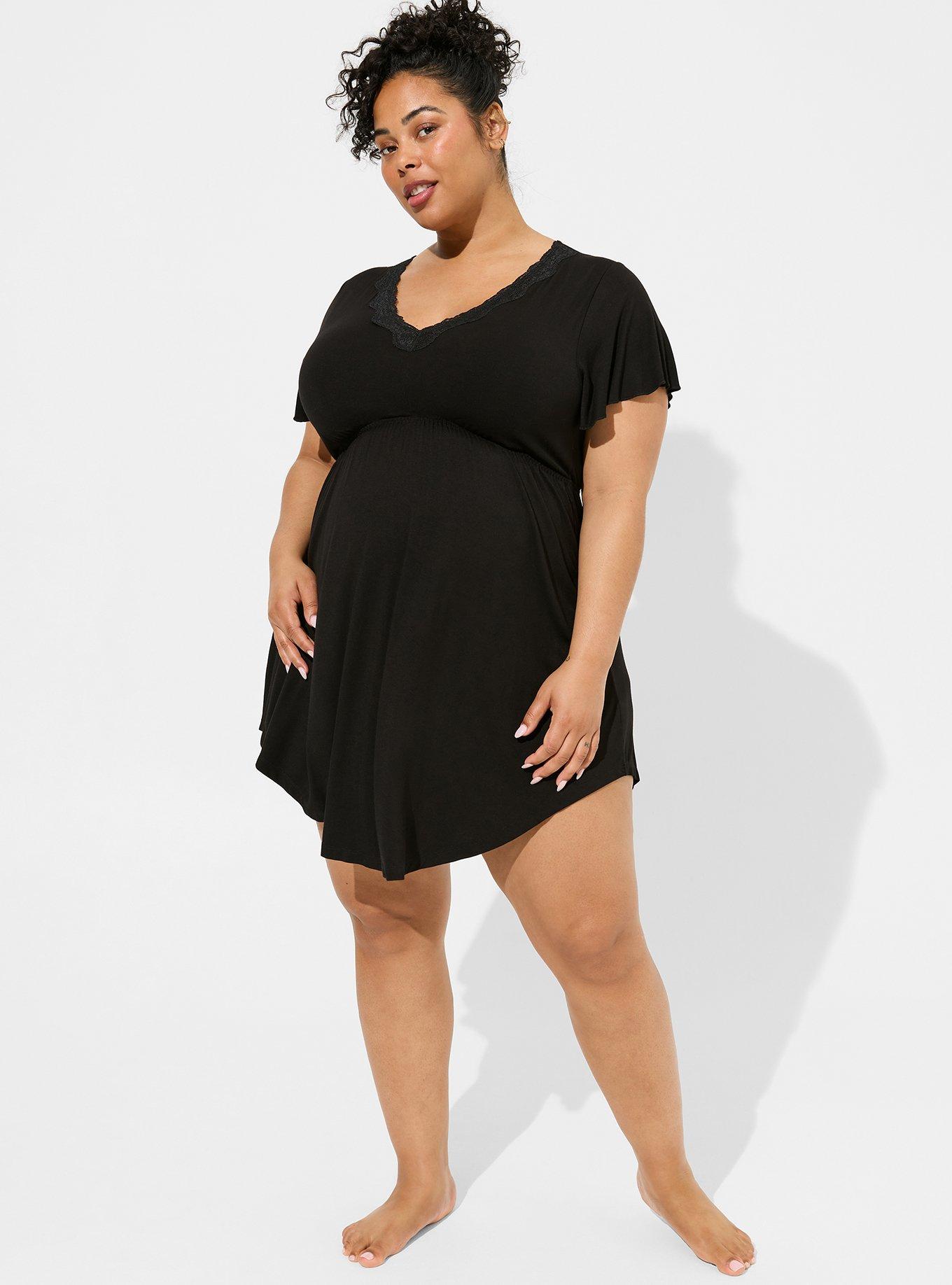 NWT TORRID Plus Size 3 3X 22/24 SLASH T-SHIRT DRESS - COTTON DIP DYE BLACK  