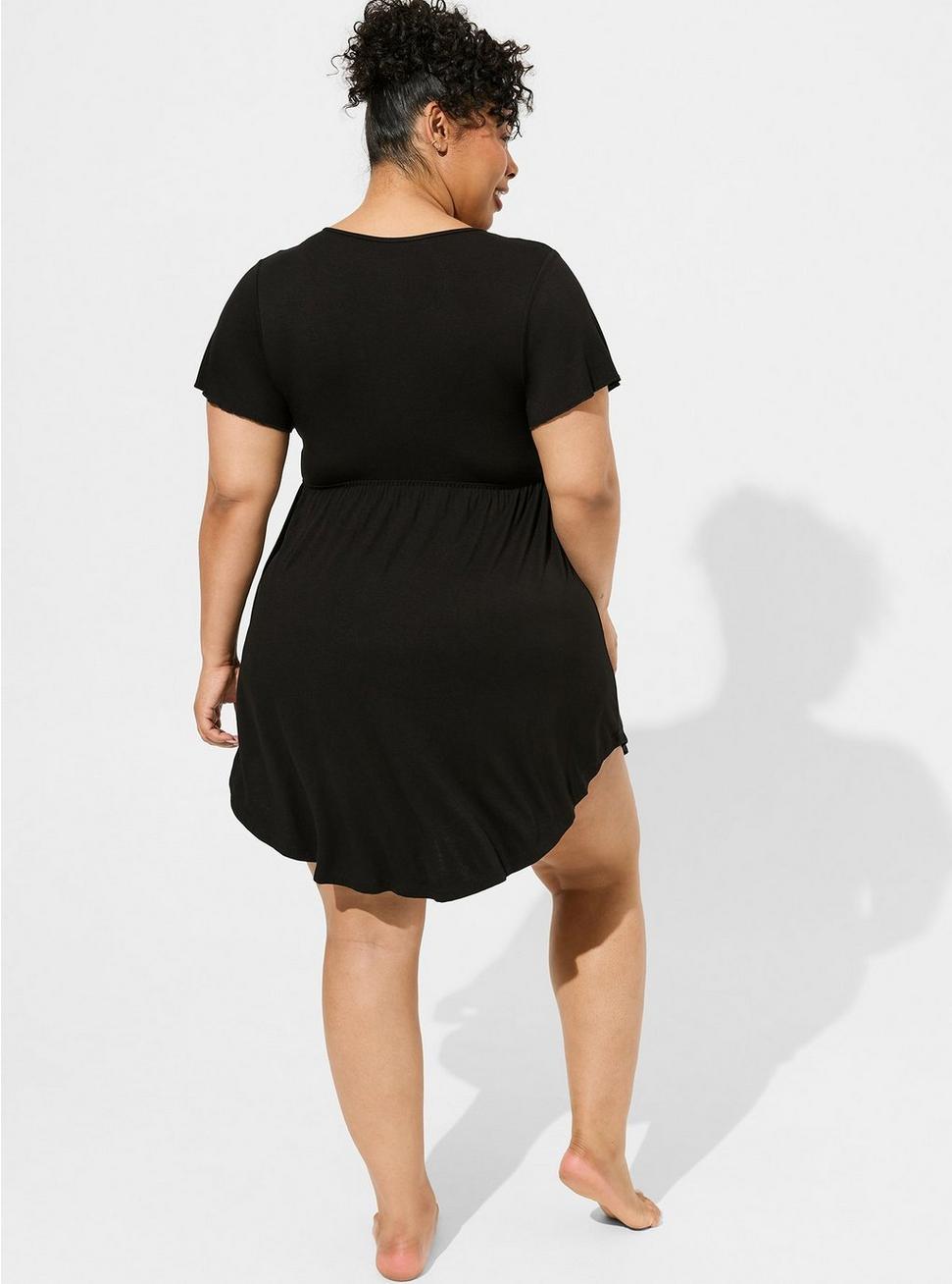 Plus Size - Lace Trim Sleep Dress - Super Soft Black - Torrid