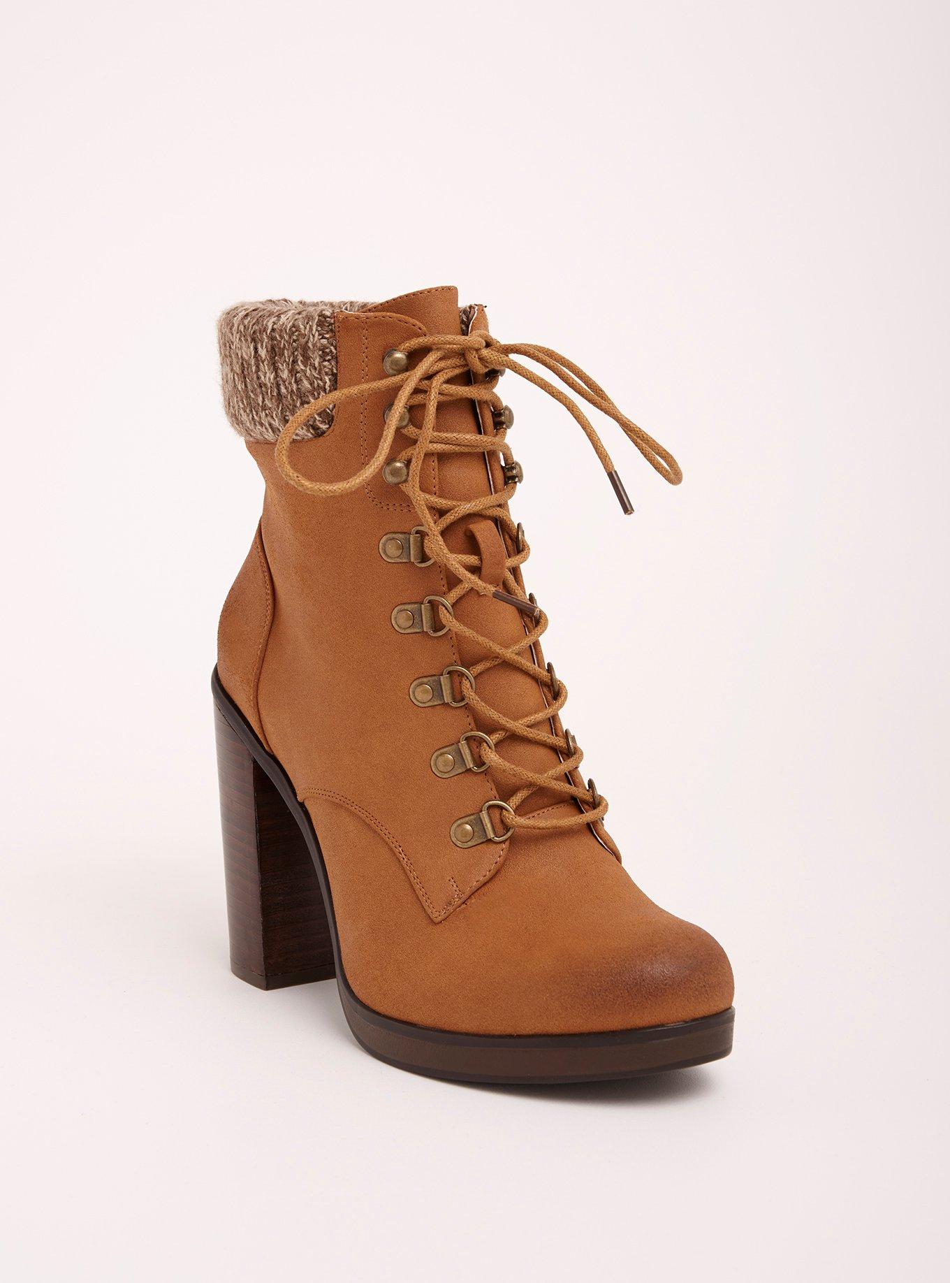 Plus Size Sweater Heel Lace Up Booties Wide Width Torrid