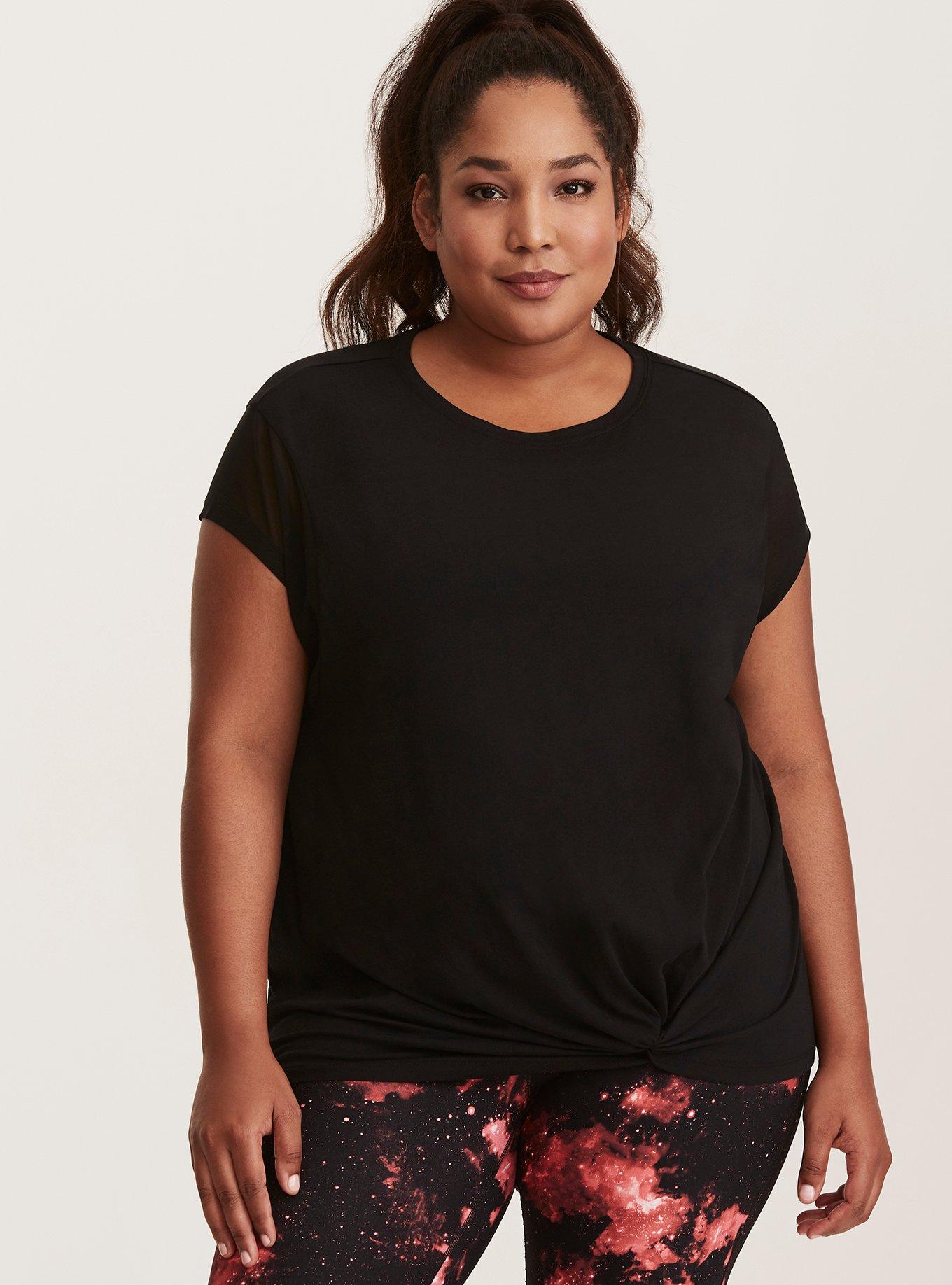 Plus Size - Black Mesh Tee - Torrid