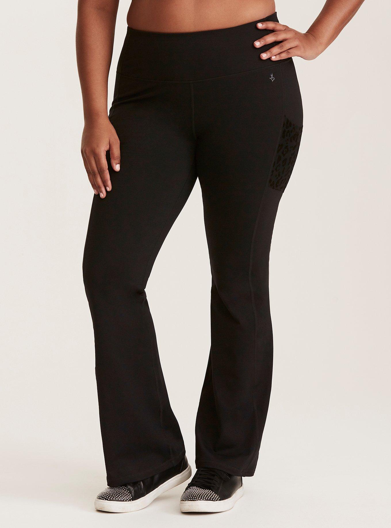 Plus Size - Torrid Active - Velvet Flocked Leopard Print Bootcut