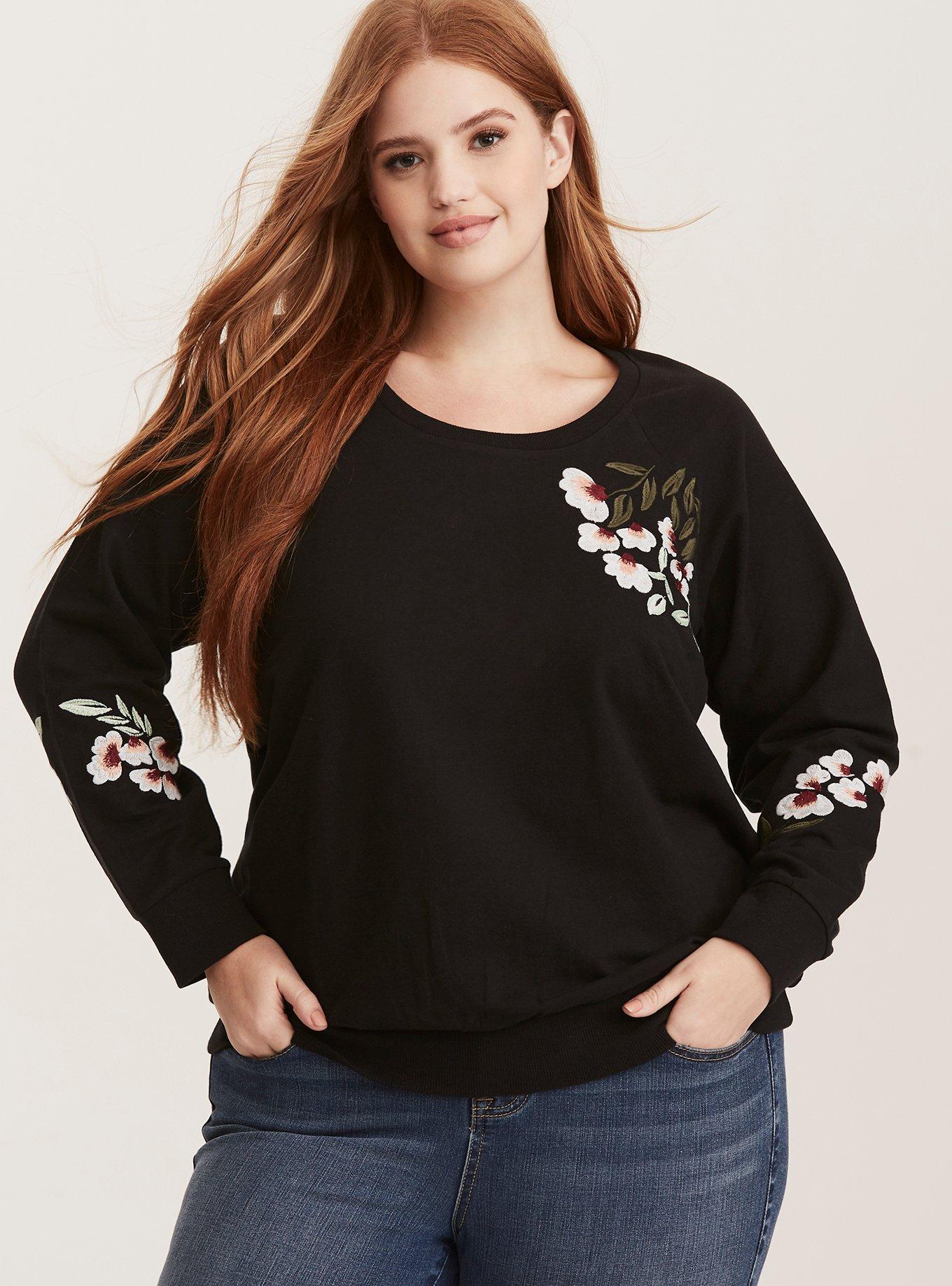 Women's plus size embroidered hot sale sweatshirts