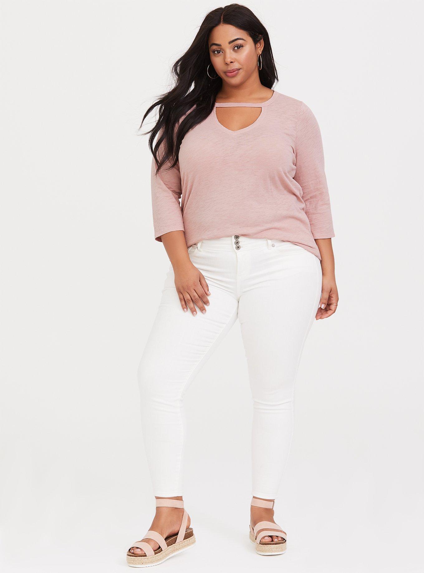 Plus Size Blush Pink Choker Tee, HAUTE PINK, alternate