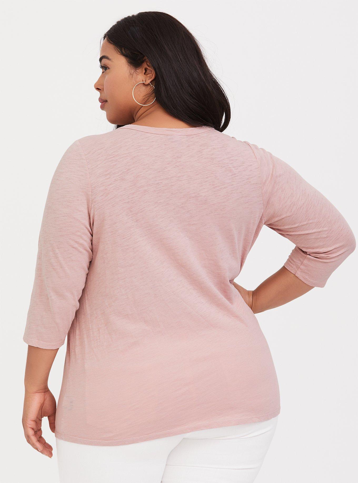 Plus Size Blush Pink Choker Tee, HAUTE PINK, alternate