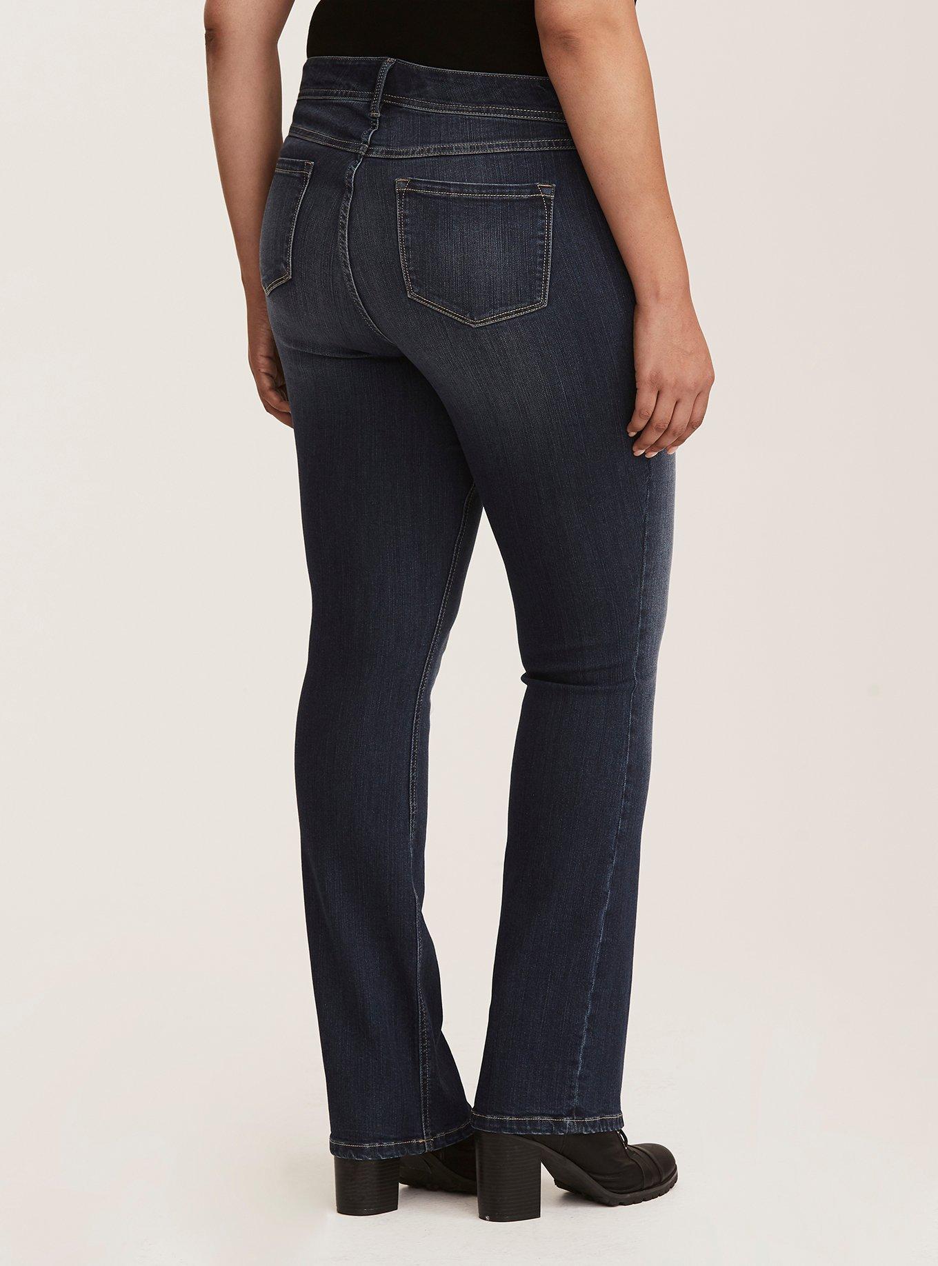 Plus Size Torrid Premium Stretch Barely Boot Jeans - Dark Wash with Fading, BLACK, alternate