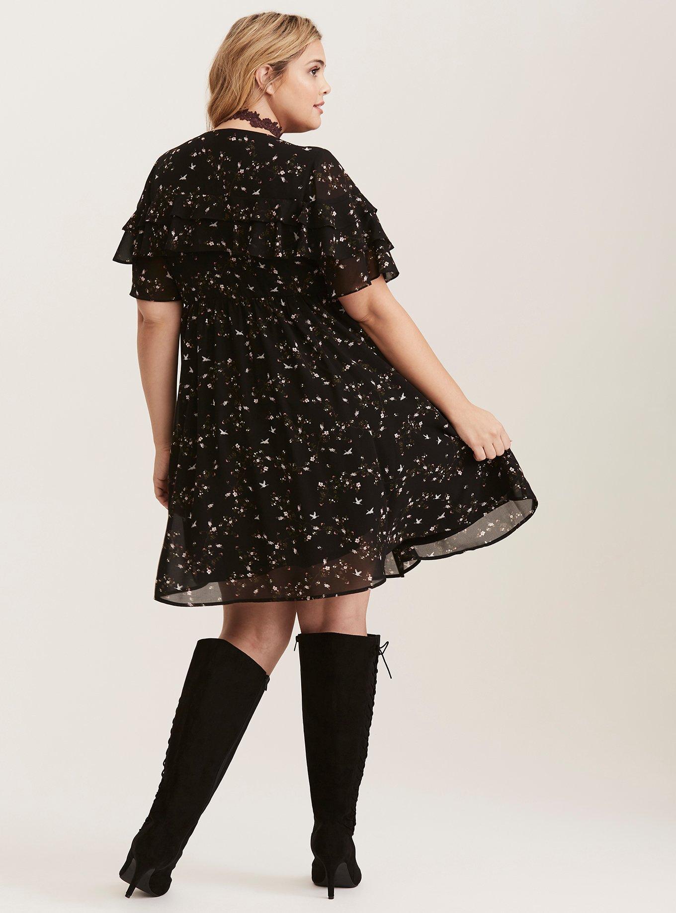 Torrid Black Floral sale Faux Wrap Dress 3X NWT