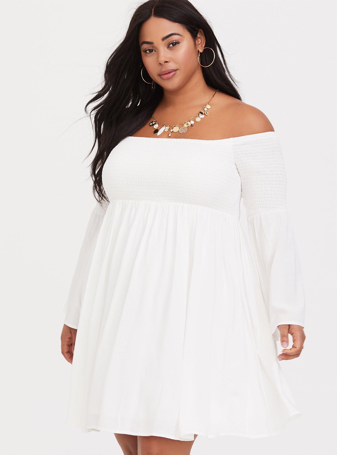 Off the shoulder skater dress sale plus size