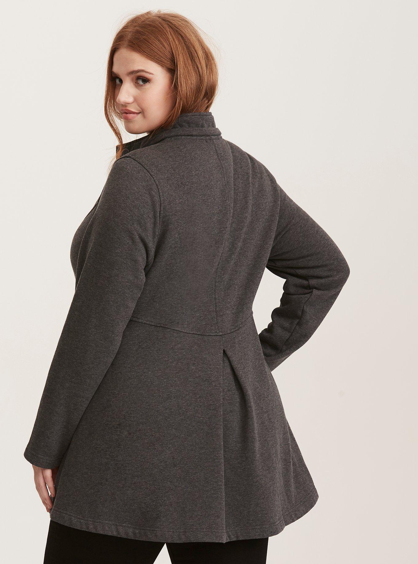 Charcoal Hooded Knit Coat, CHARCOAL HEATHER, alternate